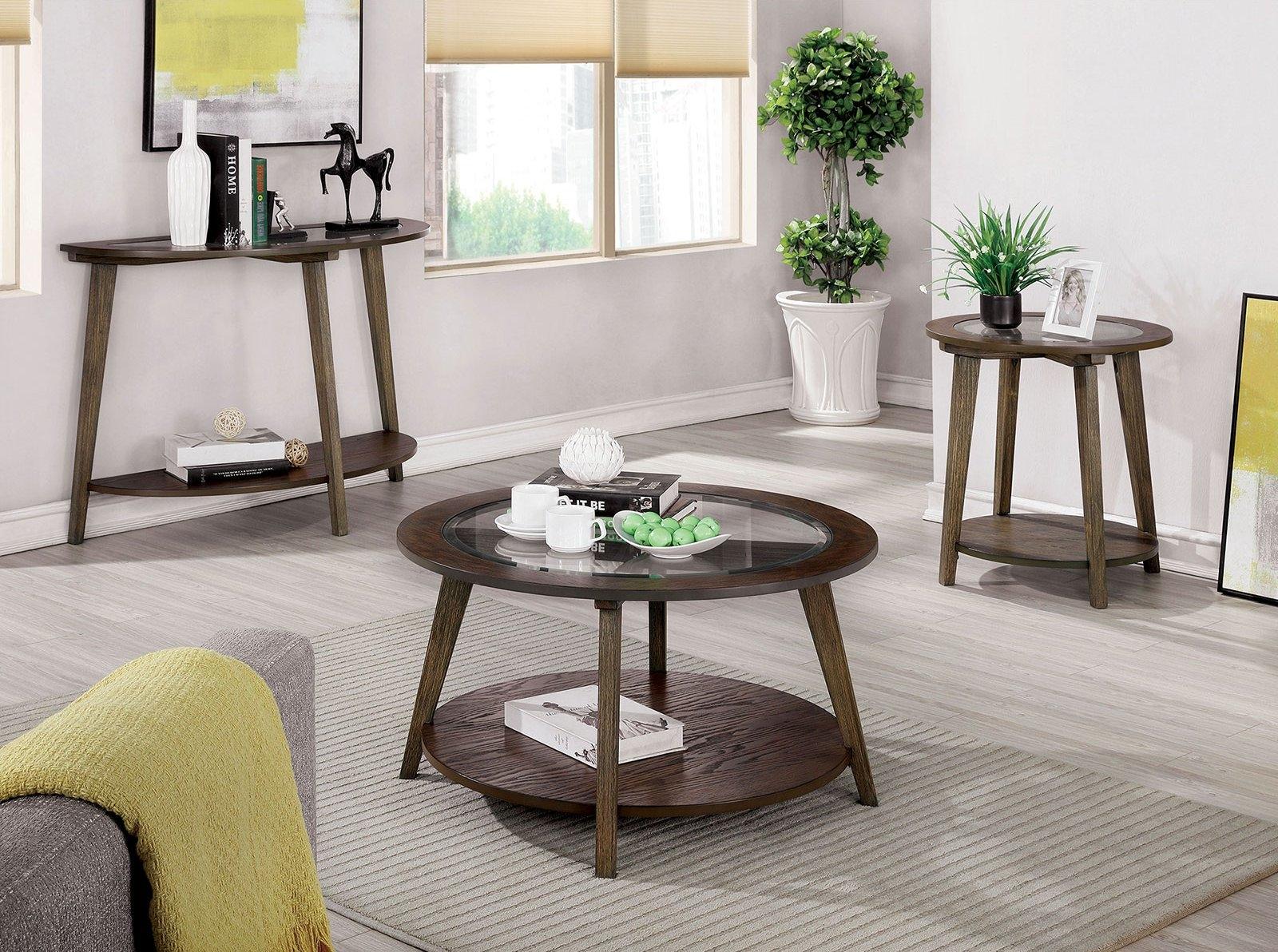 Modern Coffee Table and 2 End Tables CM4345C-3PC Uriel CM4345C-3PC in Dark Oak 