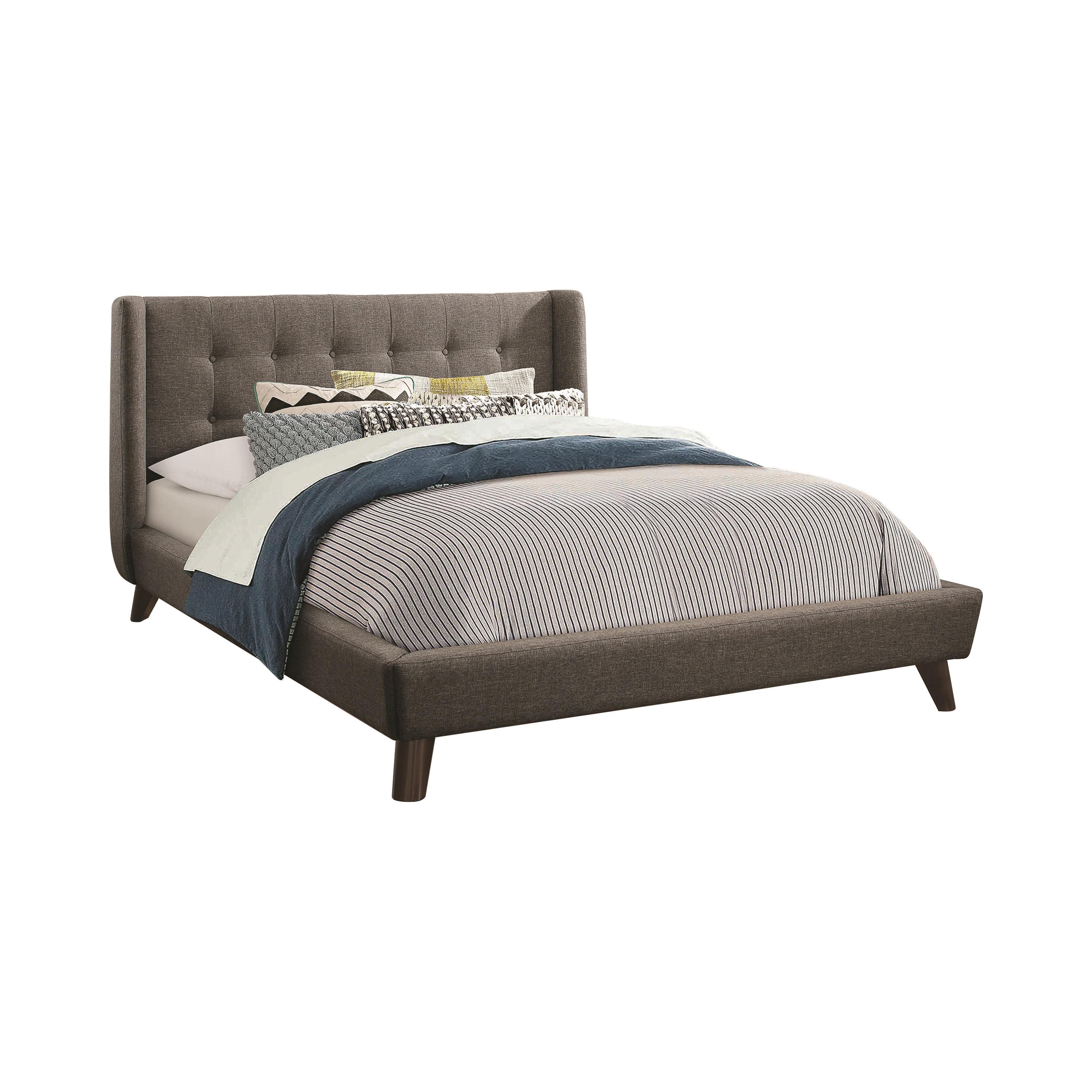 

    
Mid-century Modern Gray Woven Fabric Full Bed Coaster 301061F Carrington
