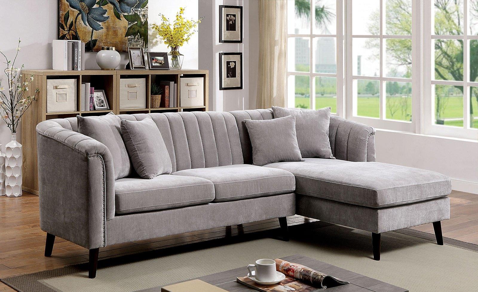 

    
Mid-Century Modern Light Gray Chenille Sectional Sofa Furniture of America CM6947 Goodwick
