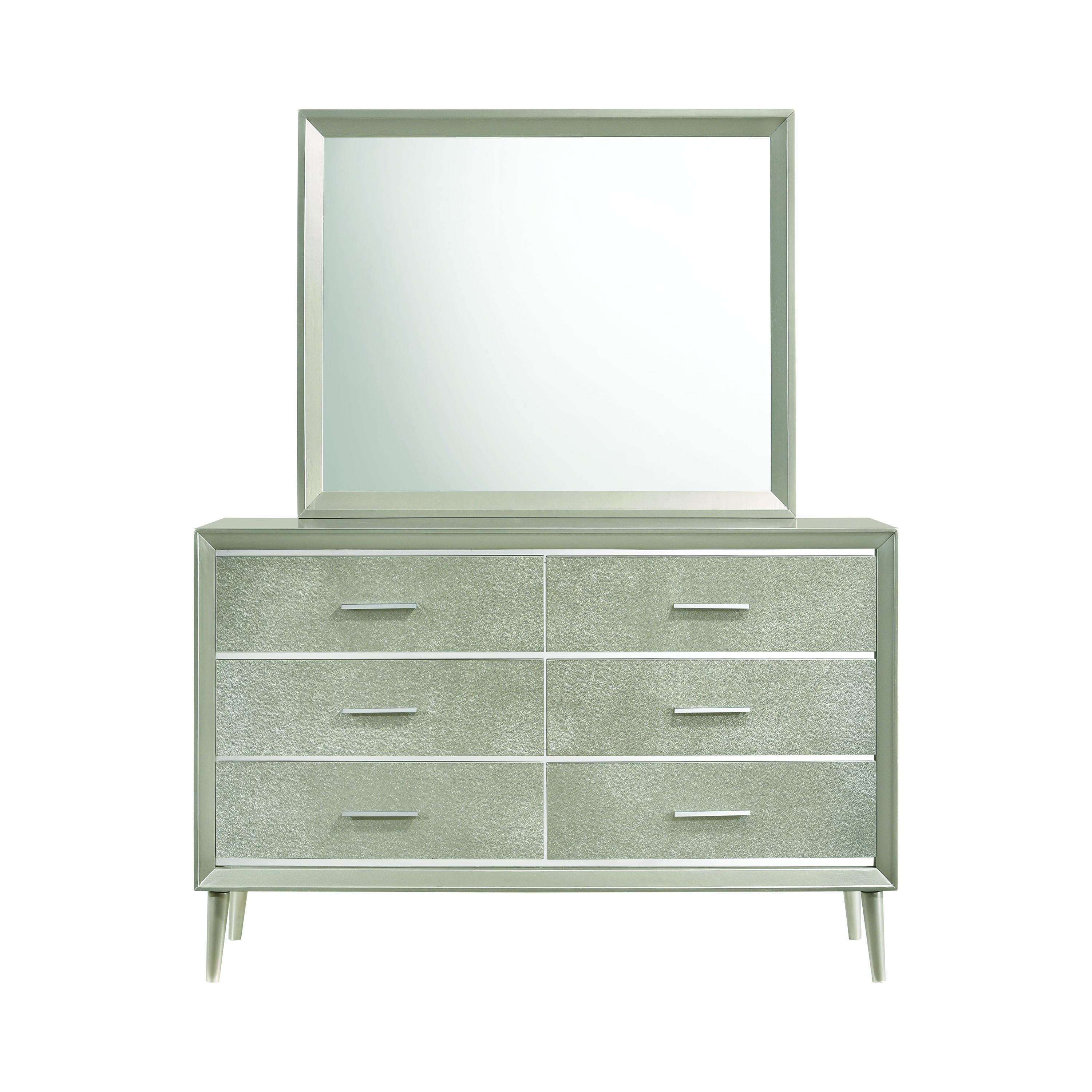 Modern Dresser w/Mirror 222703-2PC Ramon 222703-2PC in Silver 