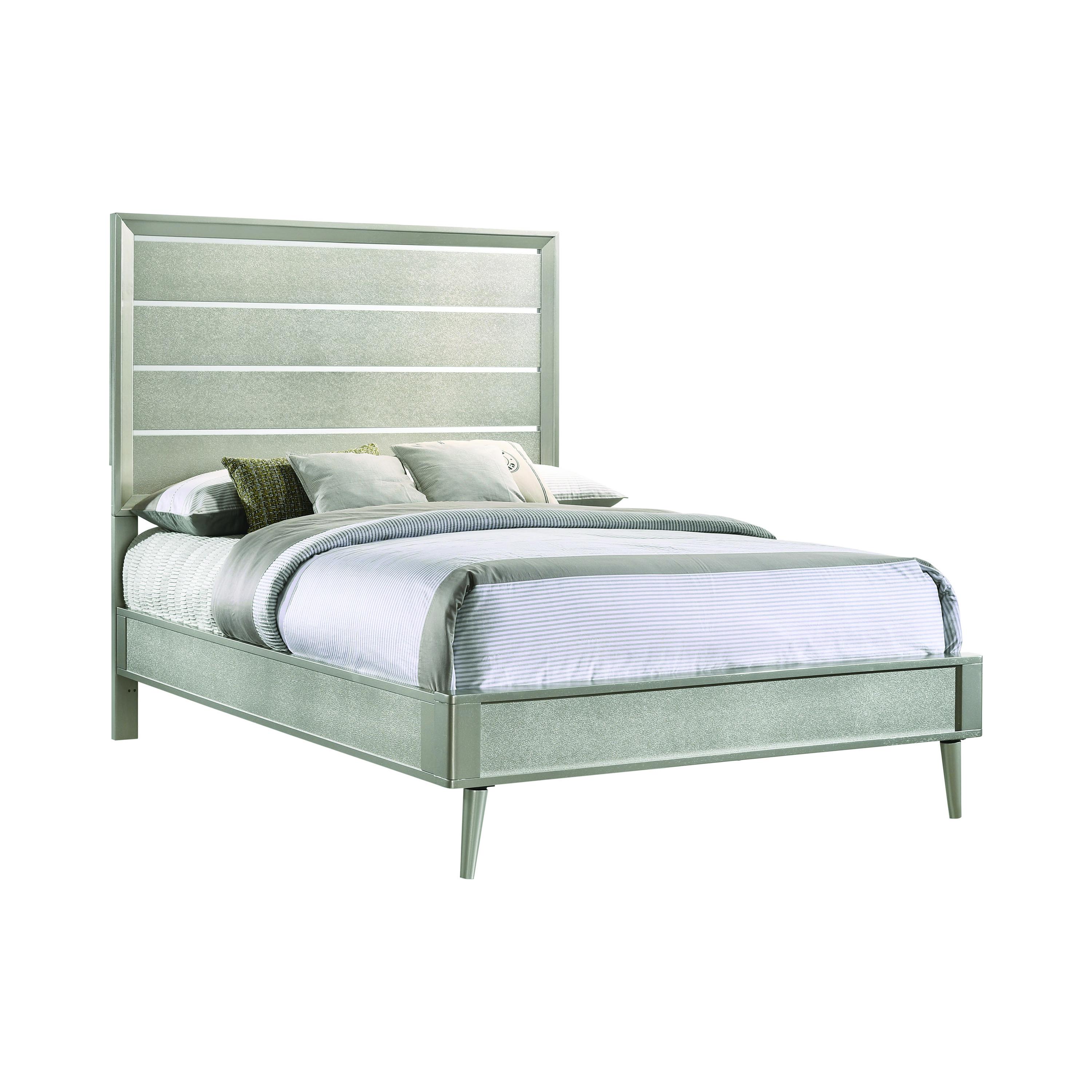 

    
Mid-century Modern Metallic Sterling Wood Full Bed Coaster 222701F Ramon
