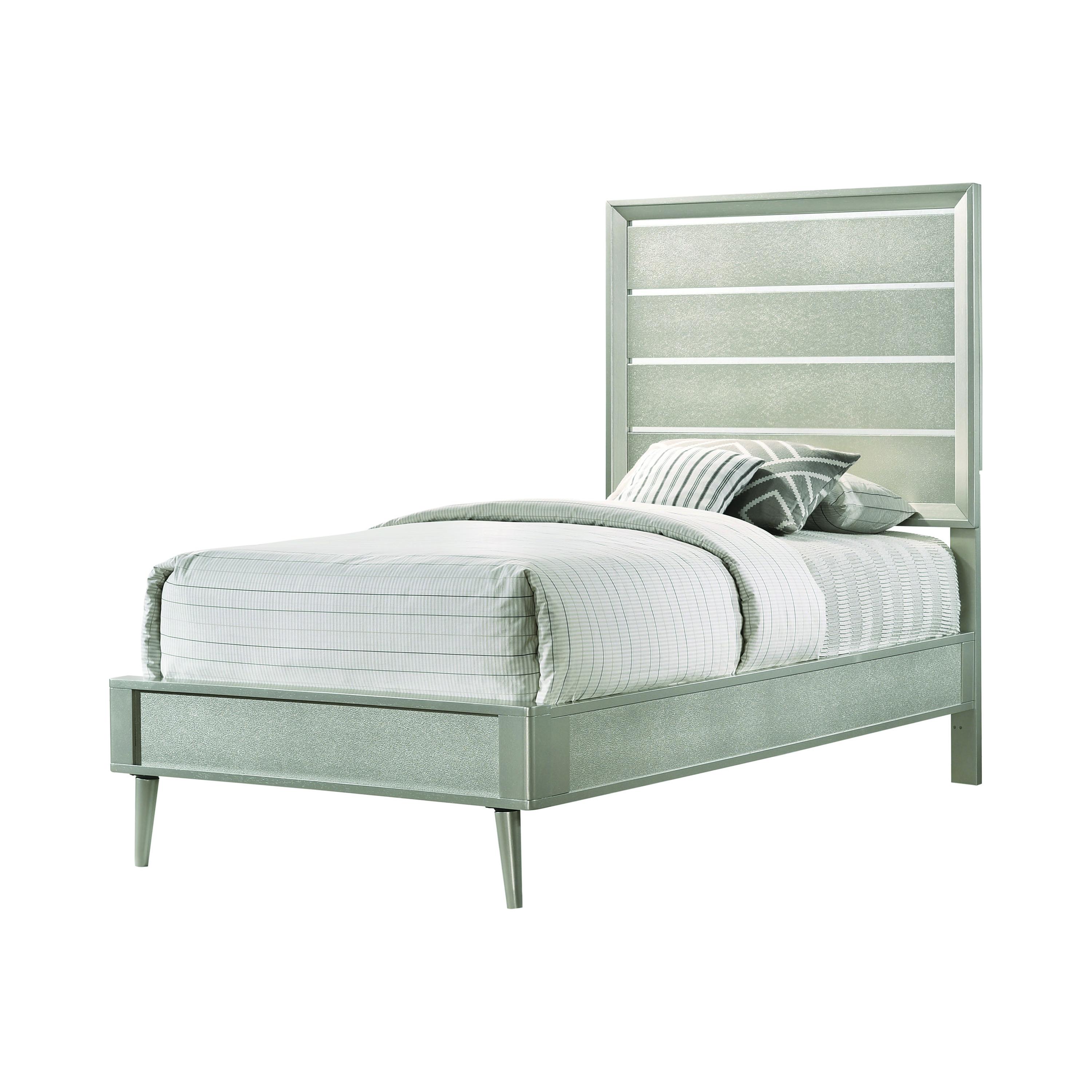 Modern Bed 222701T Ramon 222701T in Silver 
