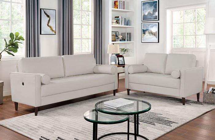 Modern Sofa Loveseat and Chair Set CM6452WH-SF-3PC Horgen CM6452WH-SF-3PC in Off-White Leatherette