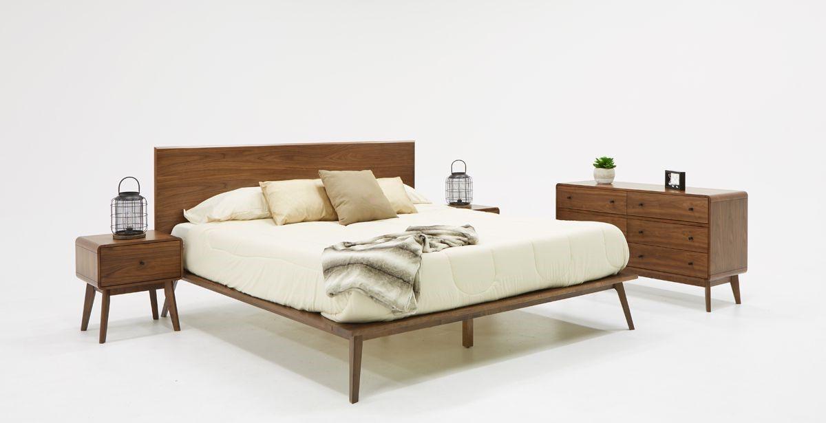 Contemporary, Modern Panel Bedroom Set Carmen Marshall VGMABR-79-BED-K-4pcs in Walnut 