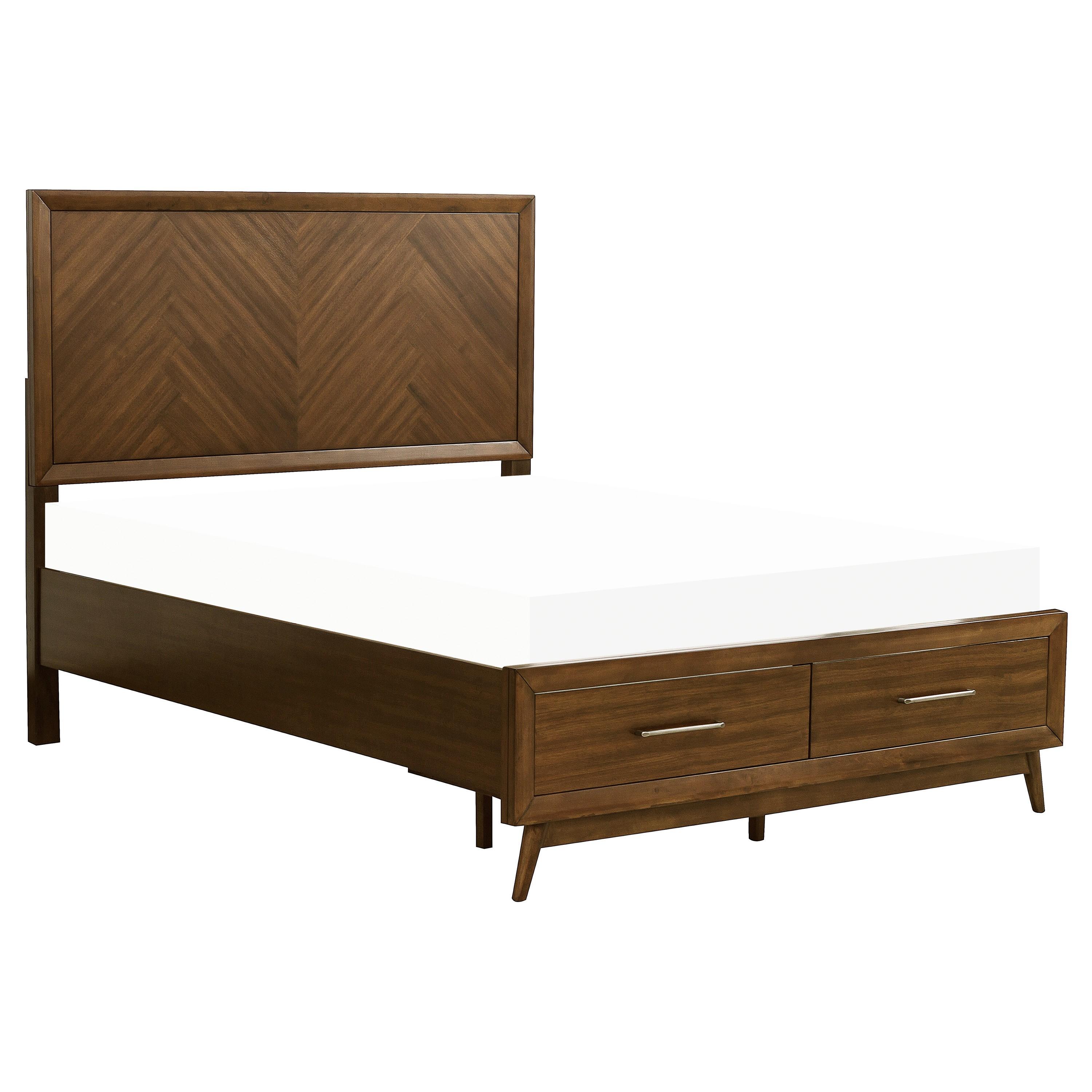

    
Mid-Century Modern Walnut Wood CAL Bed Homelegance 1711KNC-1CK* Raku
