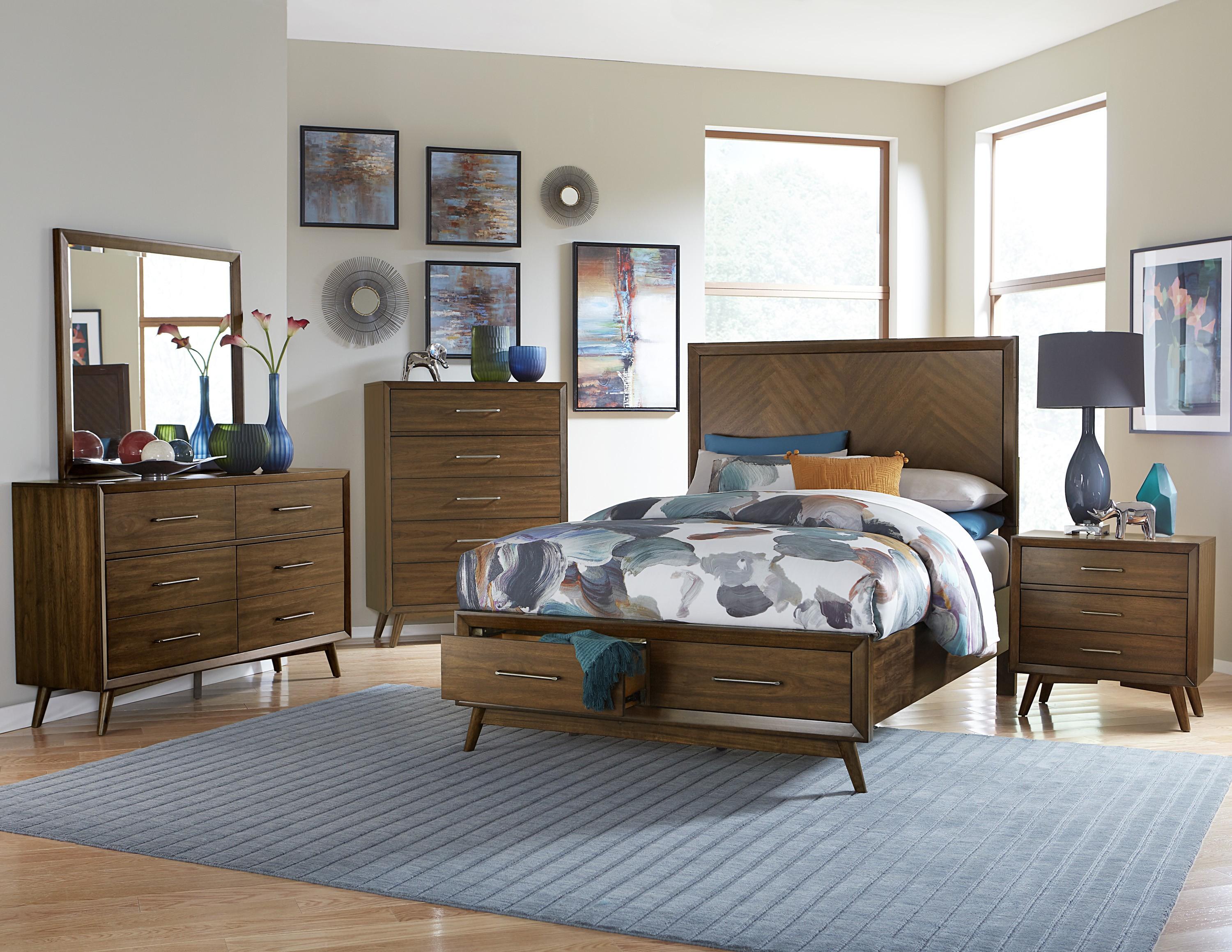 

    
Mid-Century Modern Walnut Wood CAL Bedroom Set 5pcs Homelegance 1711KNC-1CK* Raku
