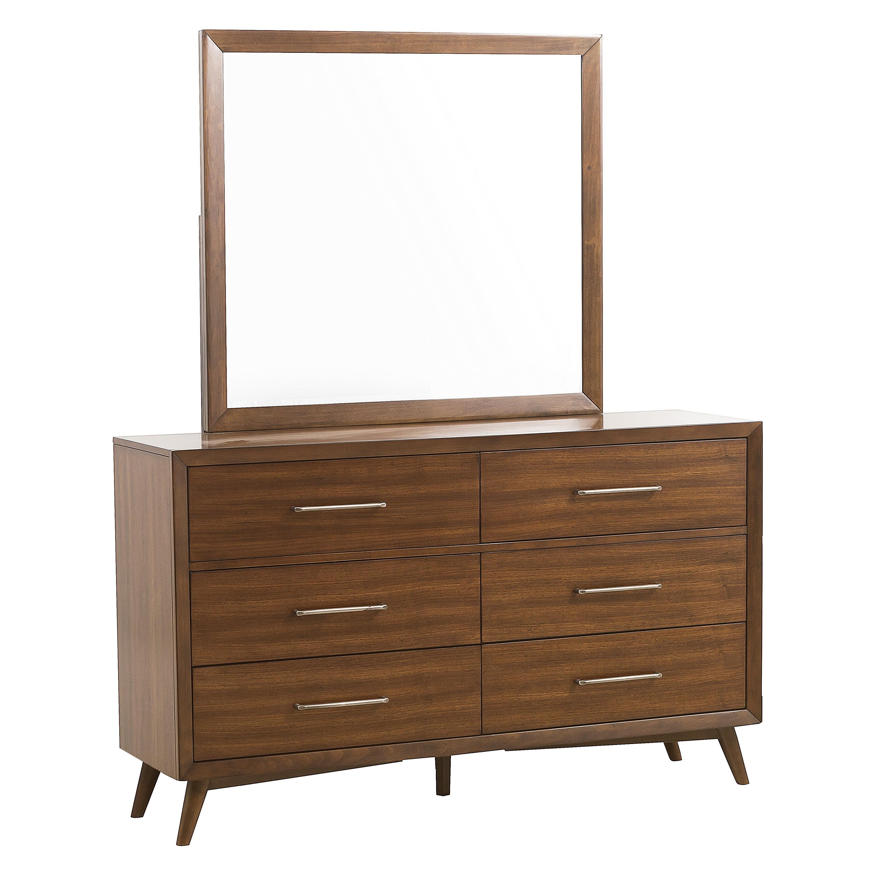Modern Dresser w/Mirror 1711NC-5*6-2PC Raku 1711NC-5*6-2PC in Walnut 