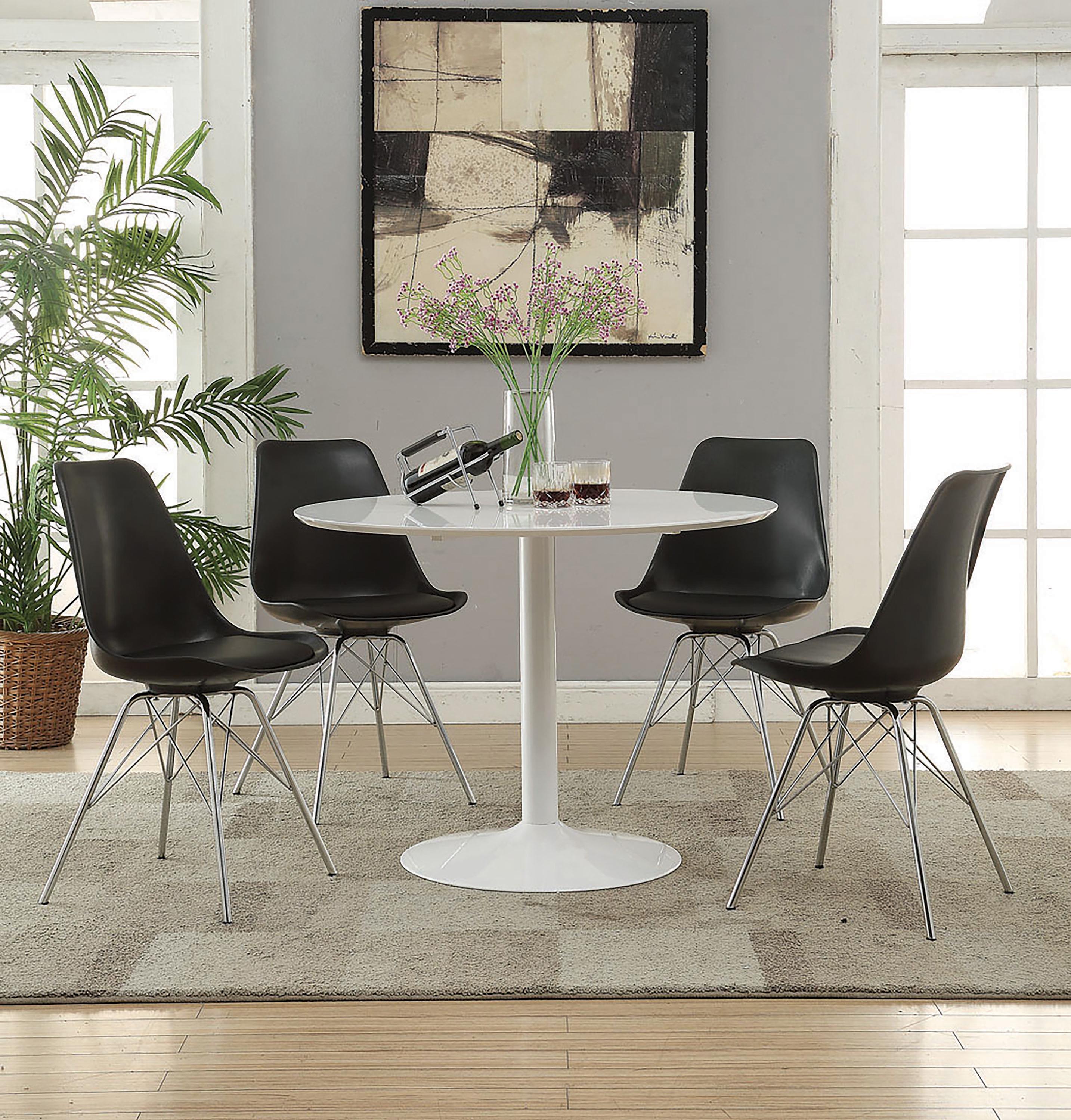 

    
Mid-century Modern White Metal Dining Table Coaster 105261 Lowry
