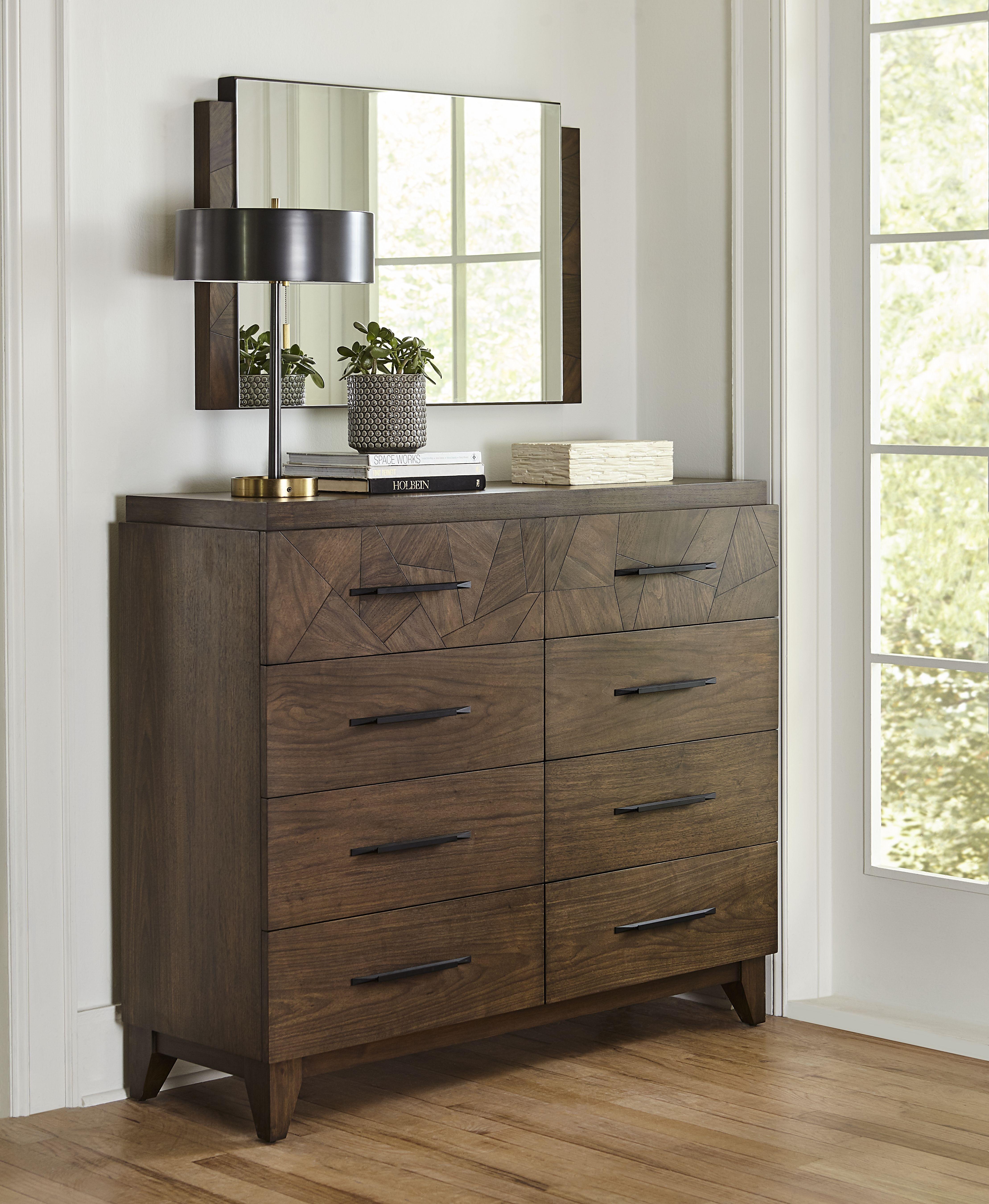

    
Mid-Century Wild Oats Brown 8 Drawer Dresser BRODERICK by Modus Furniture
