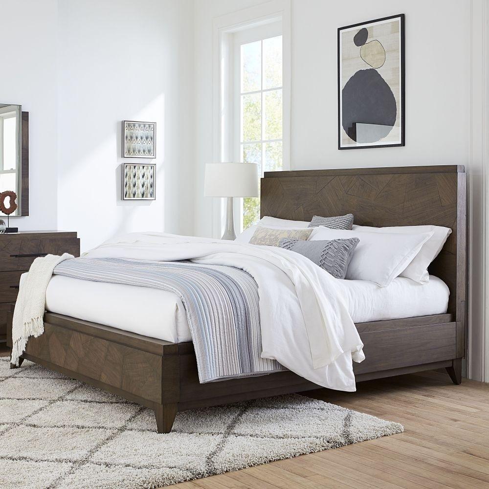 Modern Panel Bed BRODERICK EQY6A6 in Oatmeal 