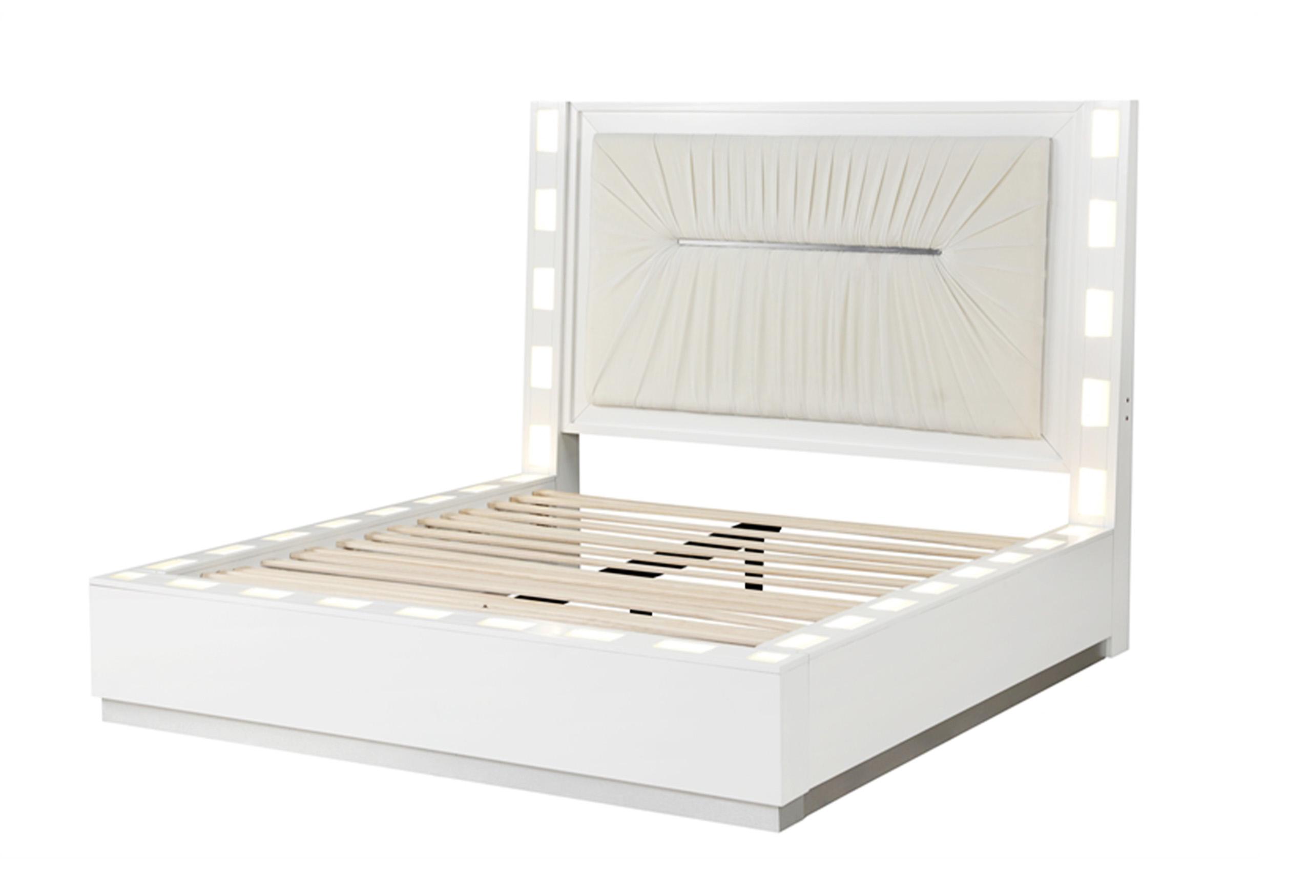 

    
Milky White Solid Wood King Bed COCO Galaxy Home Modern Contemporary
