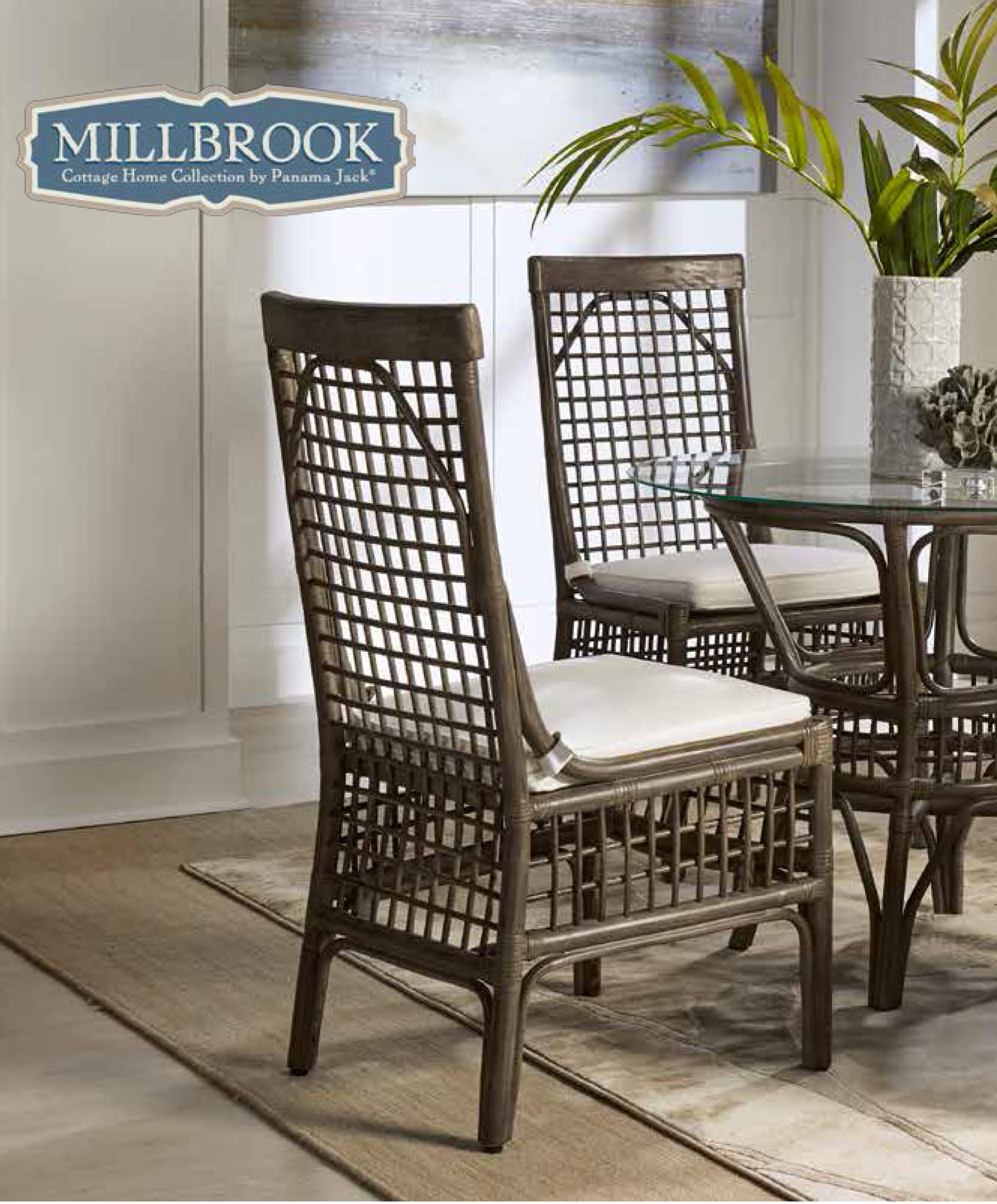 Classic Outdoor Side Chair Millbrook PJS-7001-KBU-SC in Gray Fabric