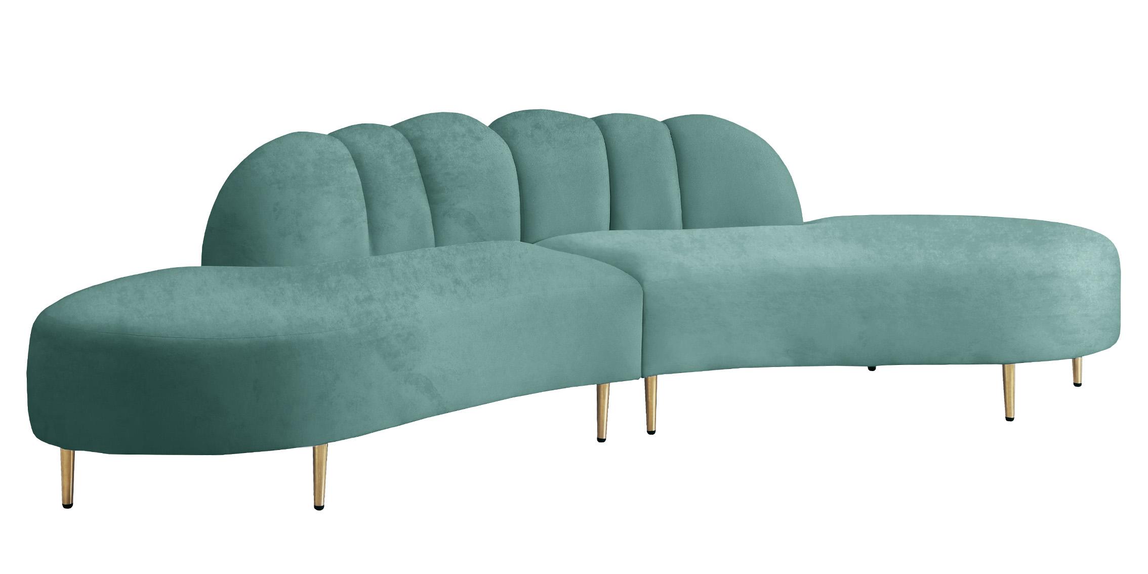 Contemporary, Modern Sectional Sofa DIVINE 618Mint 618Mint-Sectional in Mint Velvet