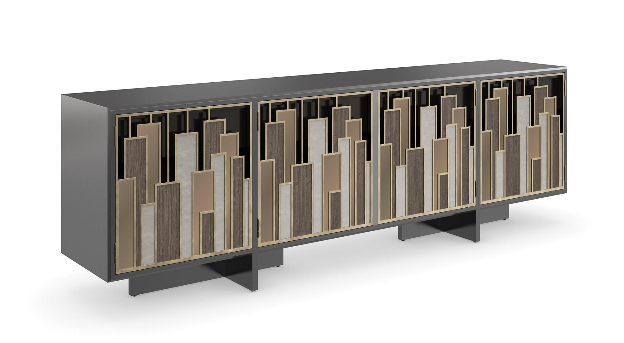 Contemporary Media Console MIDTOWN SIG-021-681 in Pearl, Silver, Gold, Brown 