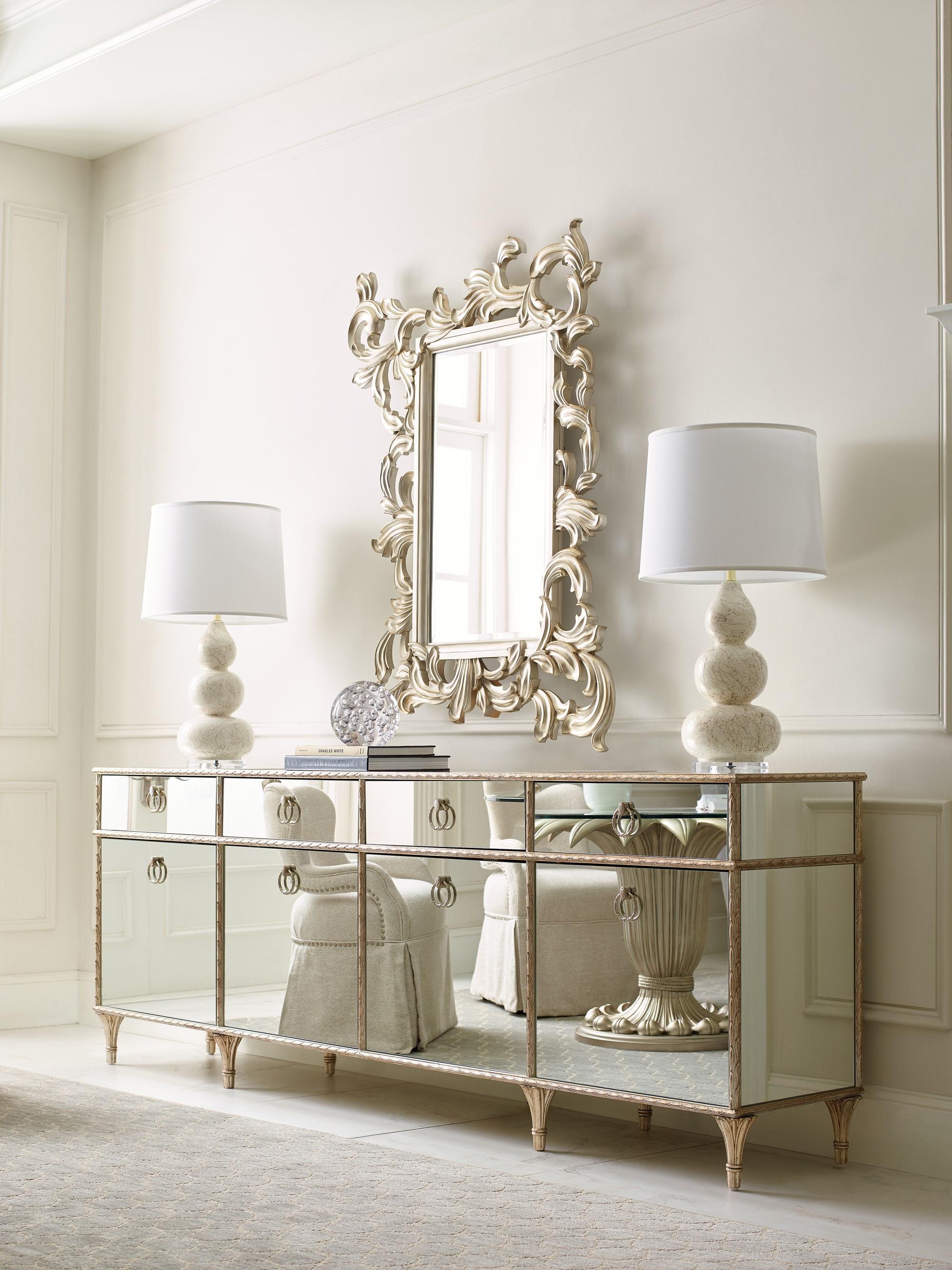 Traditional Media Console FONTAINEBLEAU C061-419-532 in White, Gold 