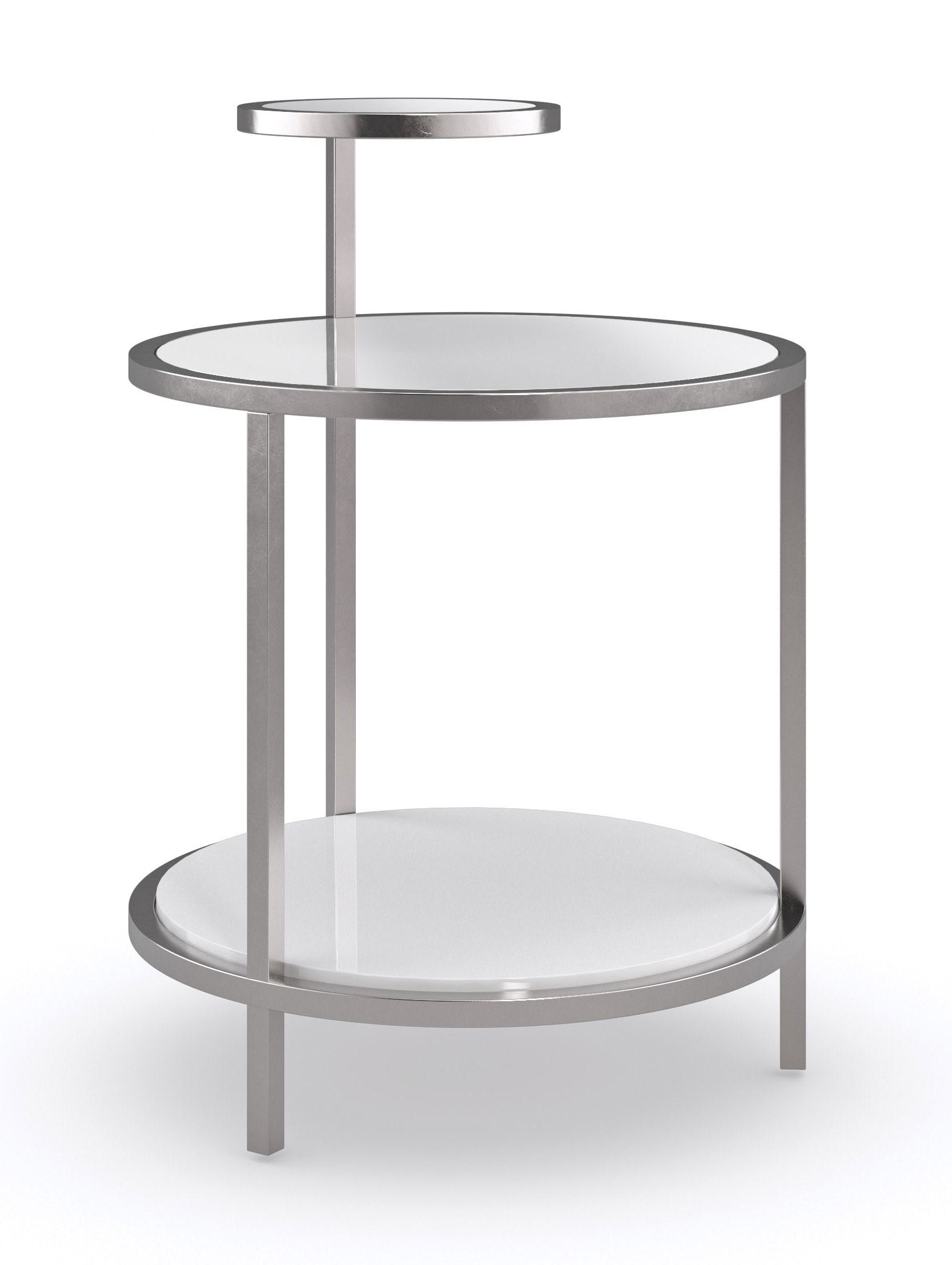 

    
Mirrored Top & Metal Frame in Satin Nickel End Table OVER SIGHT by Caracole

