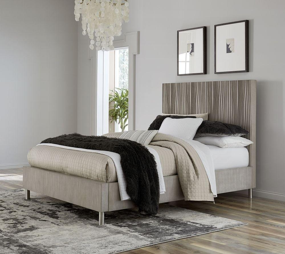 

    
Misty Grey Oak Veneer King Size Platform Bed ARGENTO by Modus Furniture
