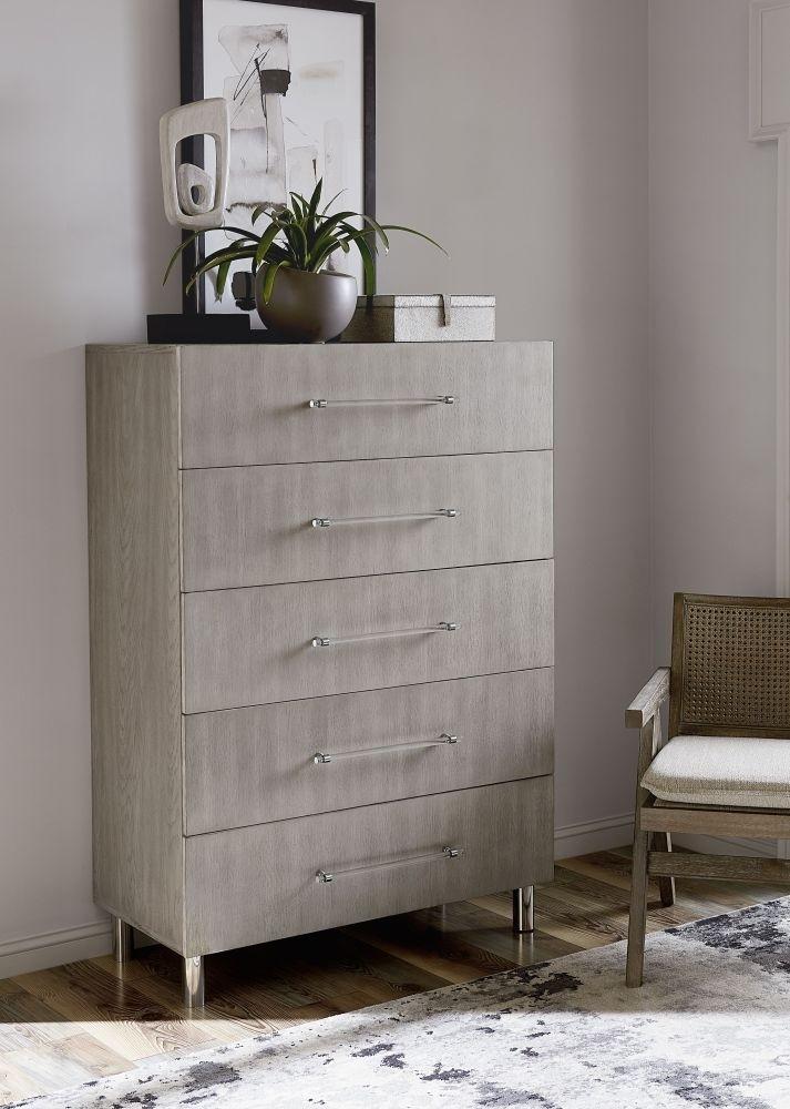 

    
 Order  Misty Grey Oak Veneer Queen Platform Bedroom Set 5Pcs w/Chest ARGENTO by Modus Furniture
