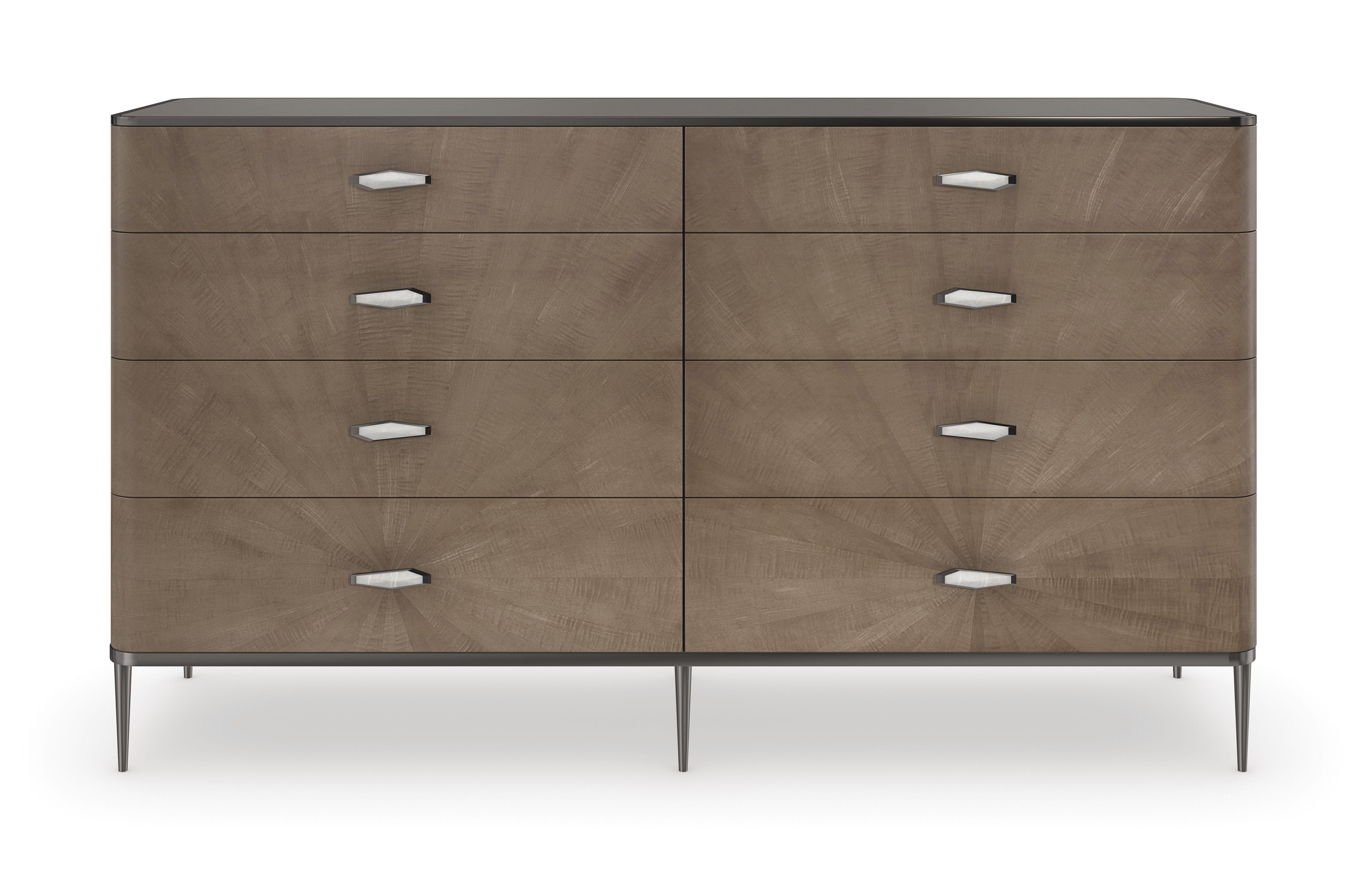 

    
Mocha & Deep Bronze Finish Eight Drawers Dresser PRISM by Caracole
