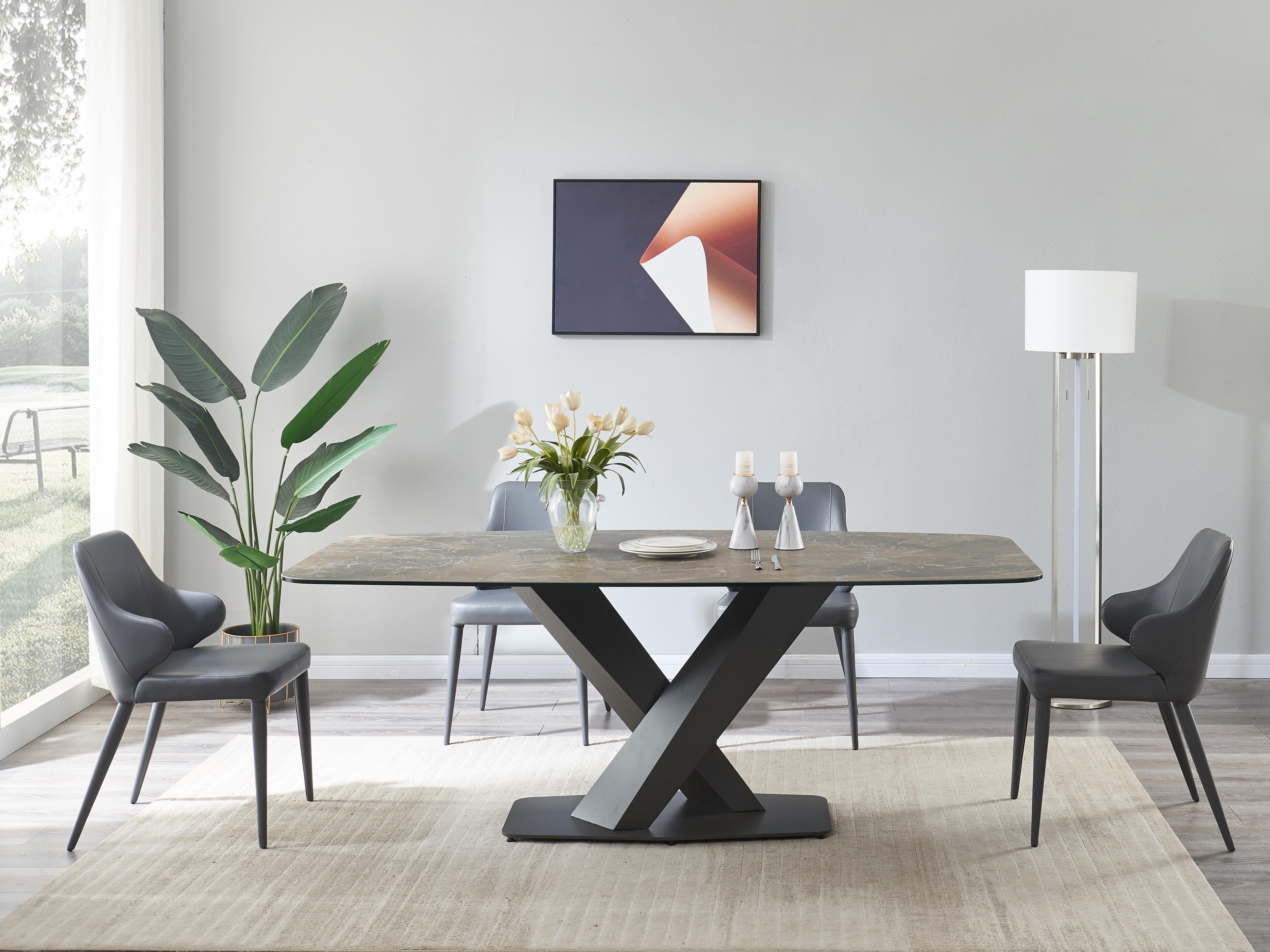 

    
 Shop  Mocha Finish Ultra Modern Design Ceramic Top Fixed Dining Table J&M Elegance
