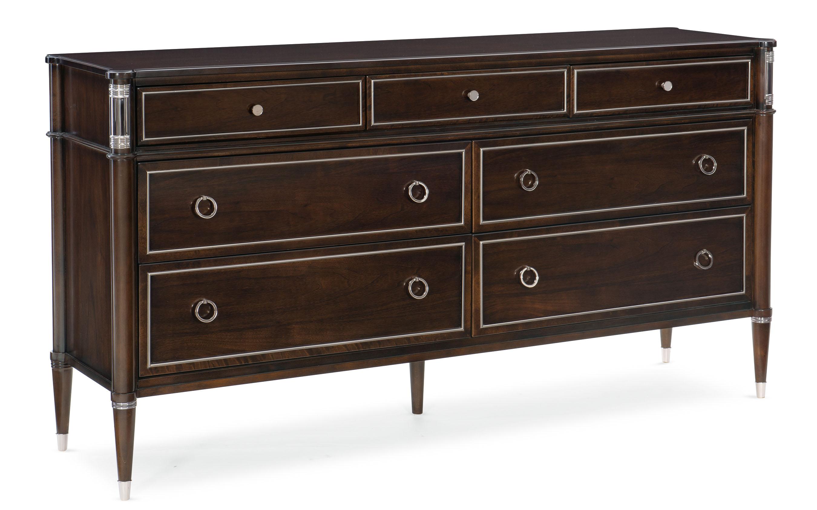 

    
Mocha Walnut & Soft Silver Paint Finish Dresser PRIVATE SUITE by Caracole
