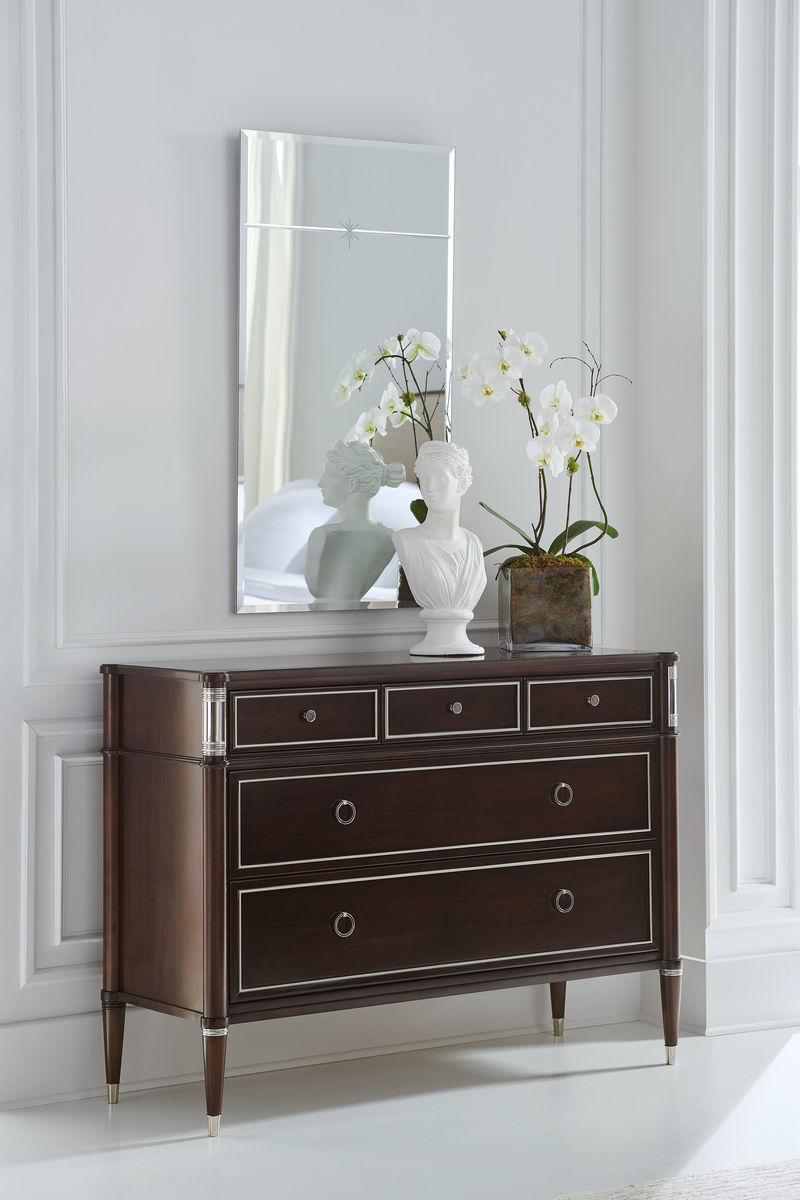 

    
Mocha Walnut & Soft Silver Paint Finish Dresser SUITE MATE by Caracole
