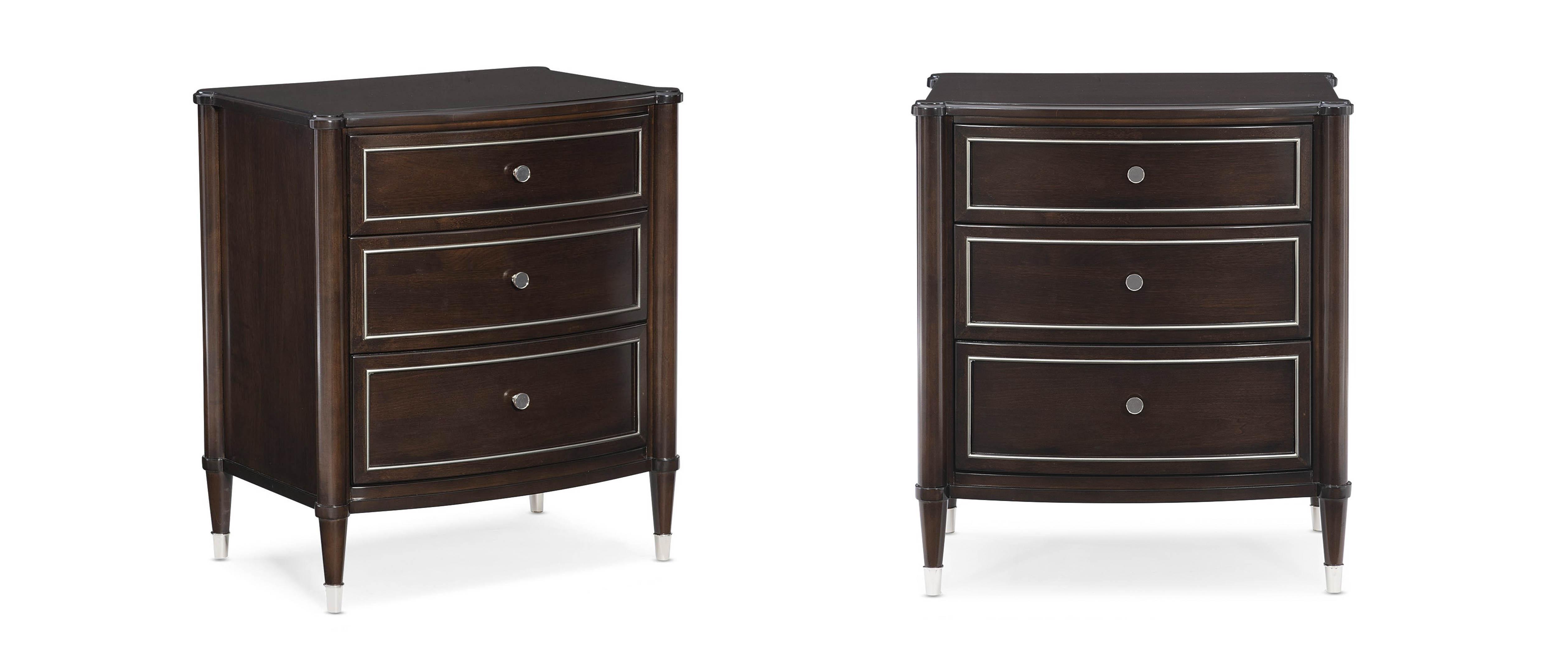 

    
Mocha Walnut & Soft Silver Paint Nightstand Set 2Pcs SUITE YOURSELF by Caracole
