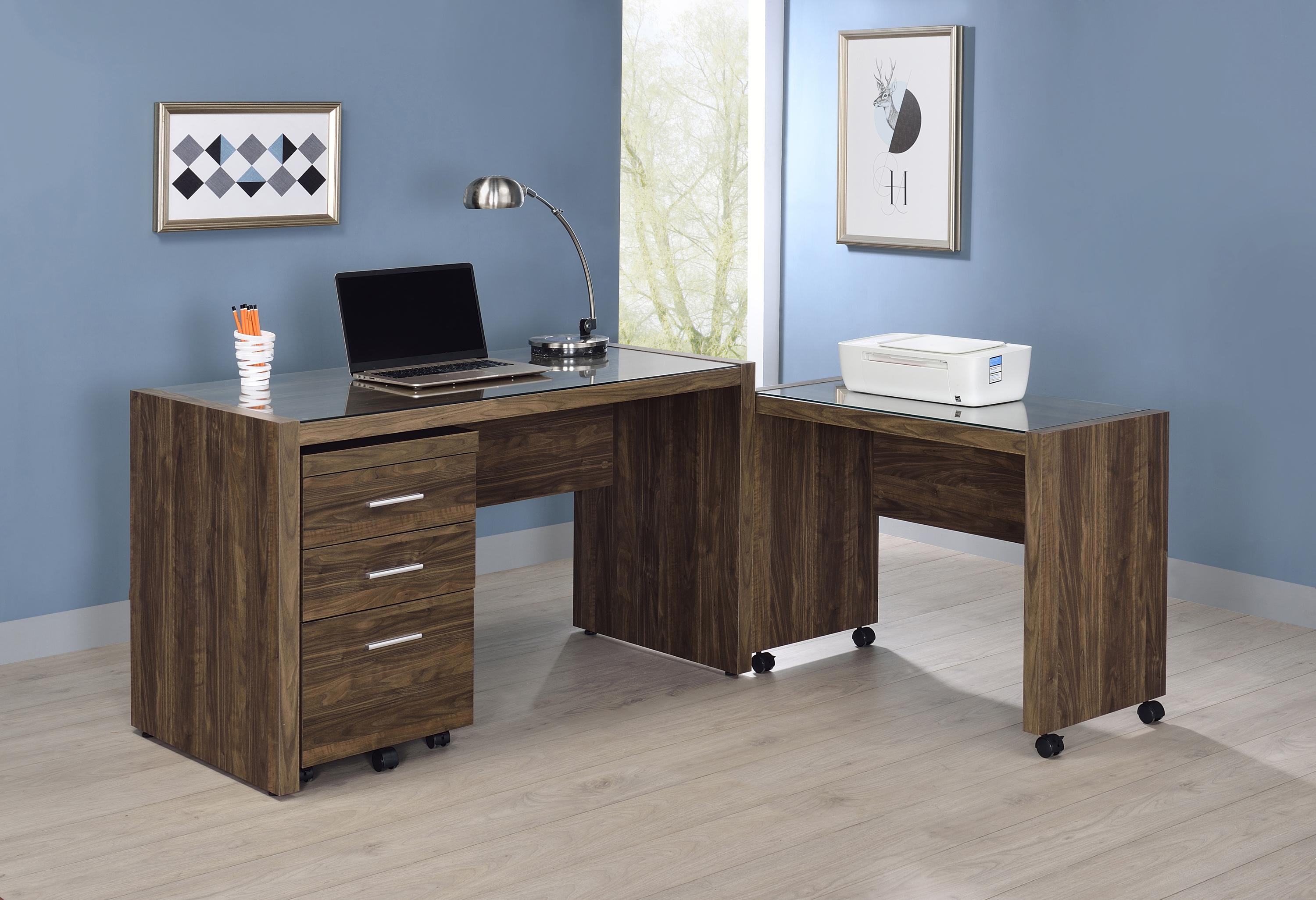 Modern Writing Desk Set 805621-S2 Luetta 805621-S2 in Walnut 
