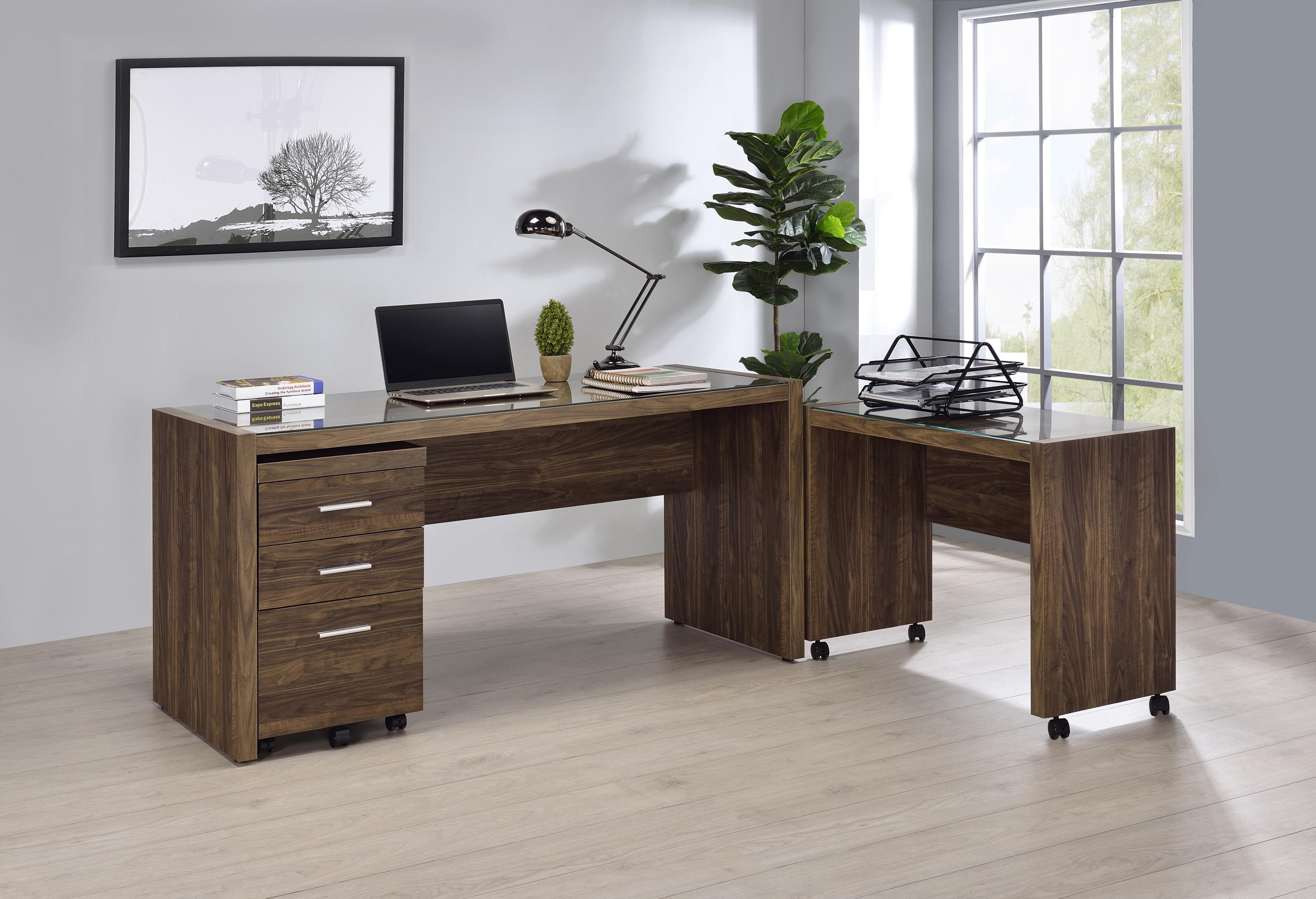 

    
Modern Aged Walnut Finish Wood Writing Desk Set 2pcs Coaster 805622-S2 Luetta
