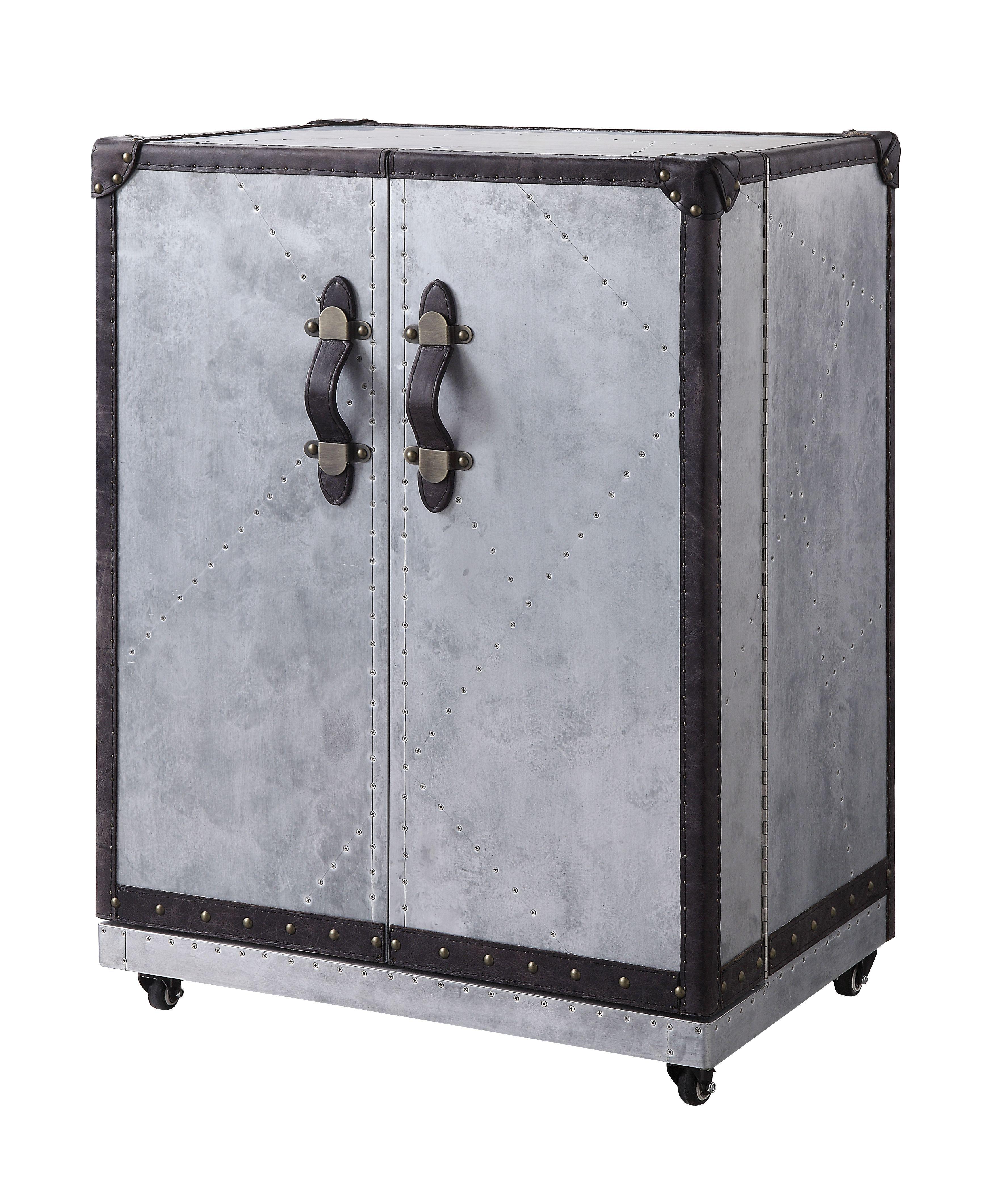 Modern Wine Cabinet Brancaster Wine Cabinet 97802-WC 97802-WC in Ebony, Gray Top grain leather