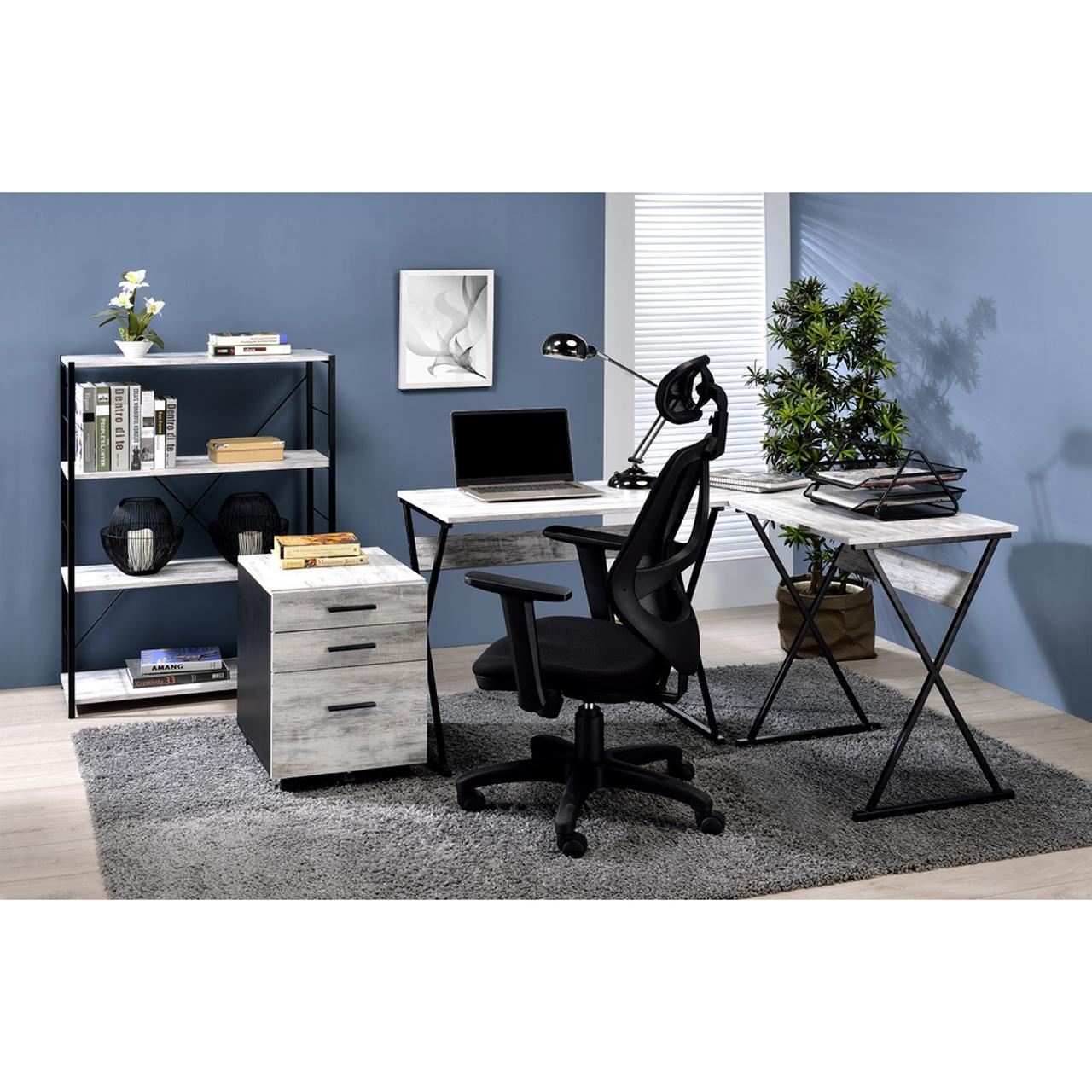 

    
Modern Antique White & Black Finish Home Office Set by Acme Zafiri 92918-3pcs
