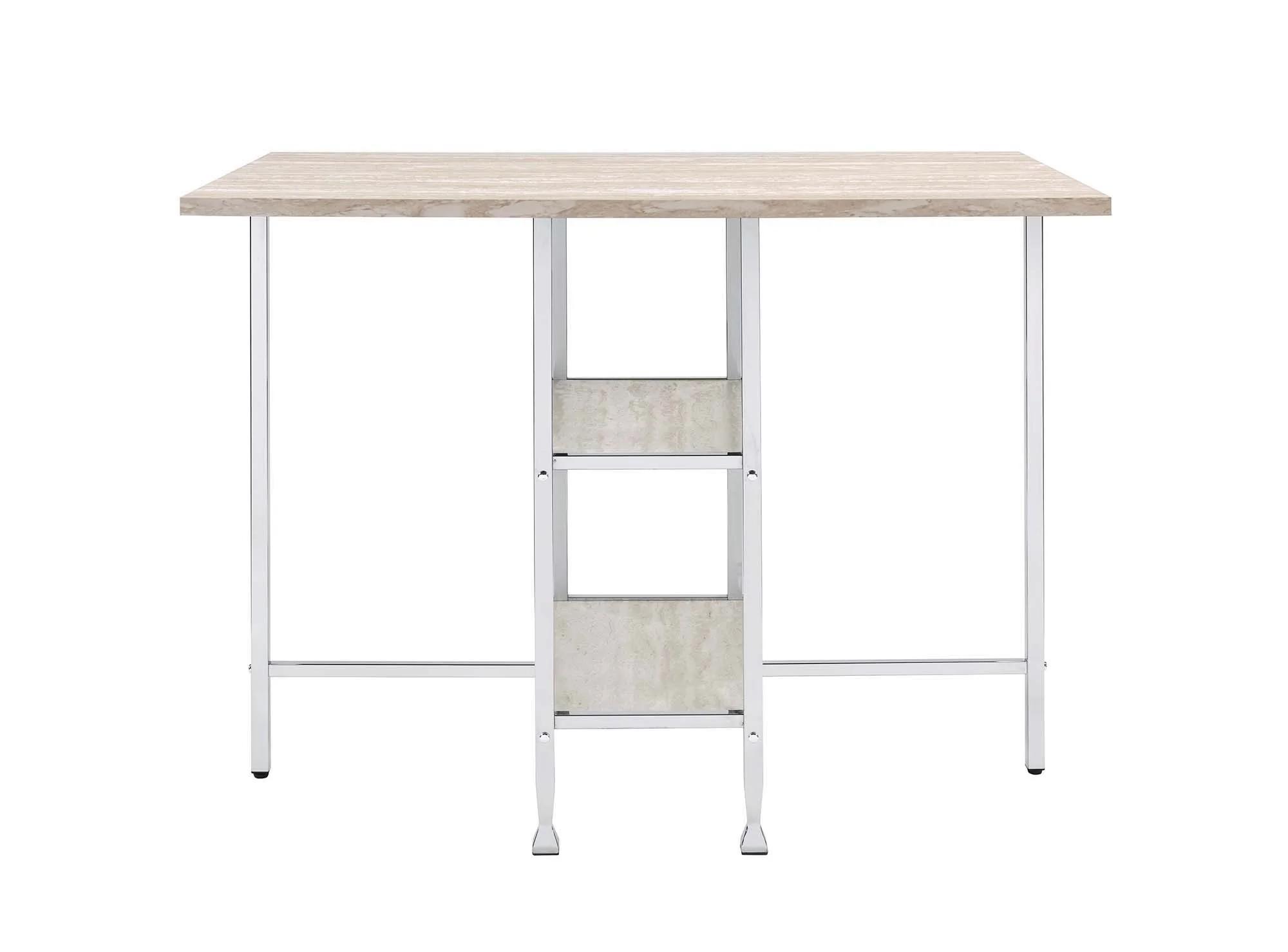 

    
Modern Antique White & Chrome Counter Height Table by Acme Raine 74005
