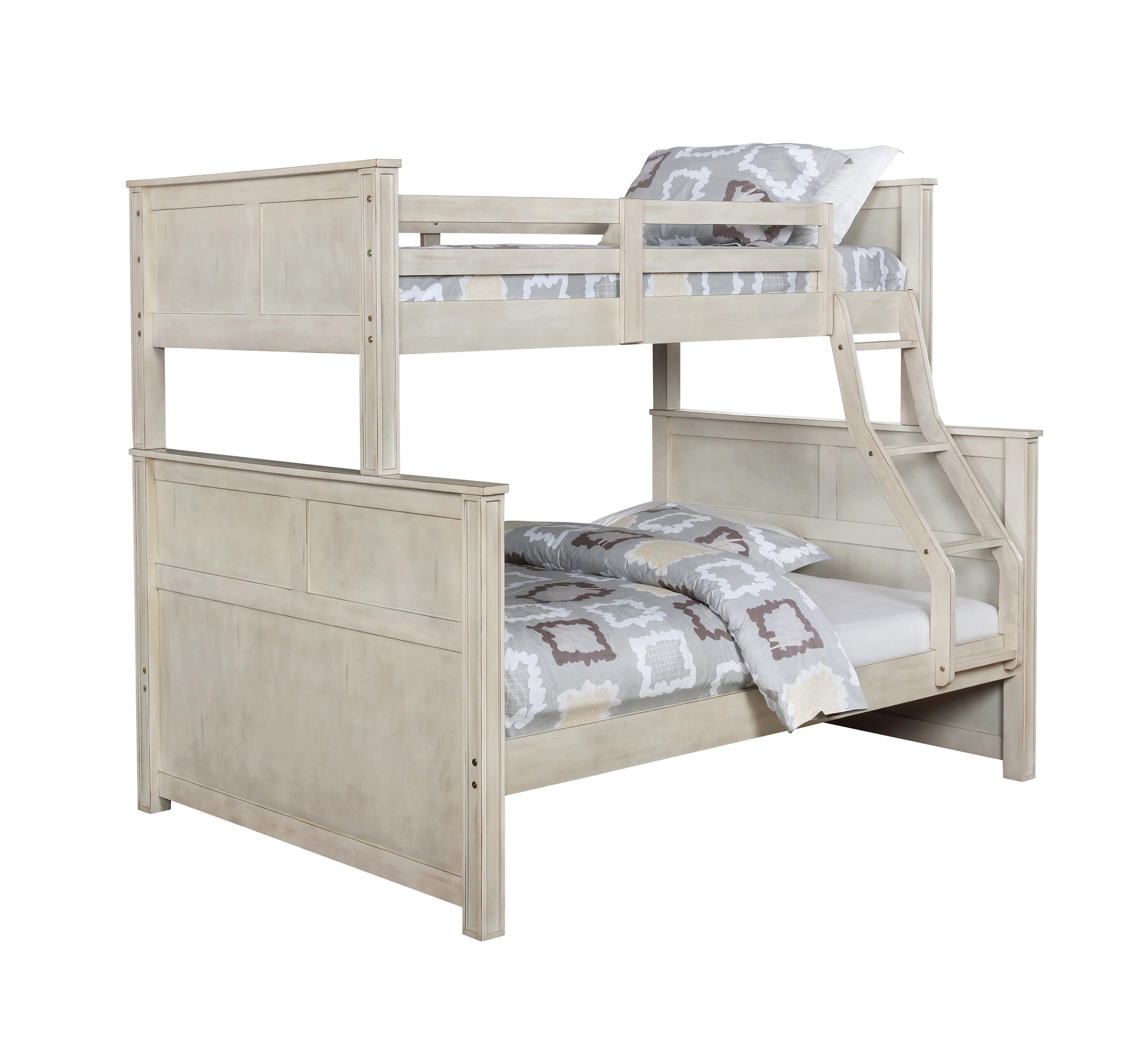

    
Modern Antique White Solid Pine Twin/Full Bunk Bed Coaster 461252 Montrose
