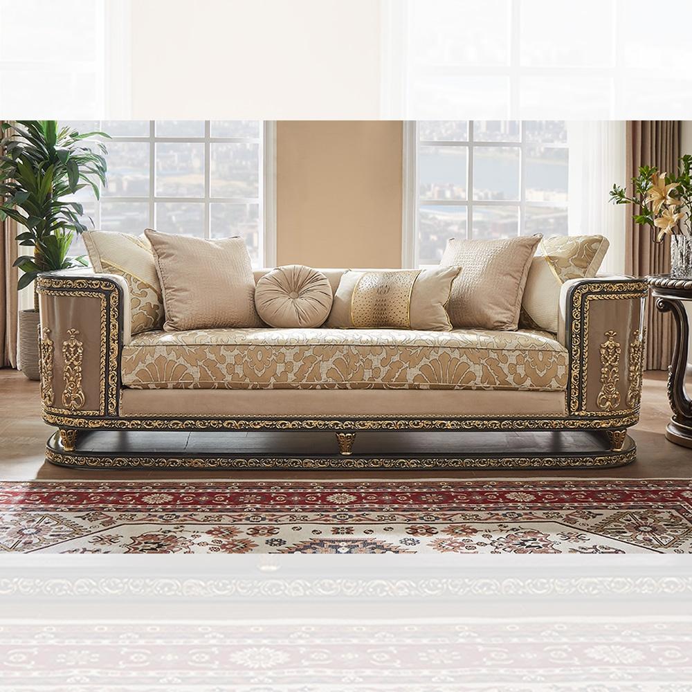 

    
Antique Gold Finish Sofa Set 2Pcs Traditional Homey Design HD-9011
