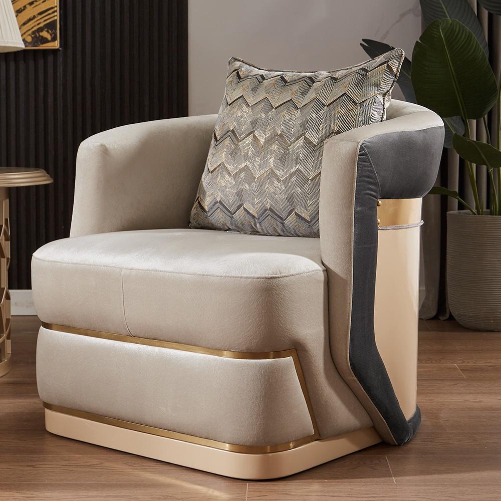 

    
Modern Beige & Gray Composite Wood Armchair Traditional Homey Design HD-9008
