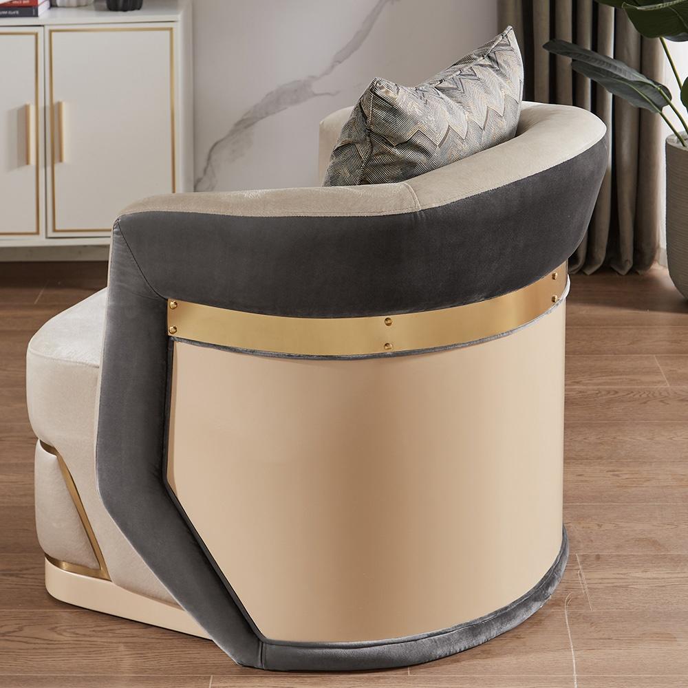 

    
Modern Beige & Gray Composite Wood Armchair Traditional Homey Design HD-9008
