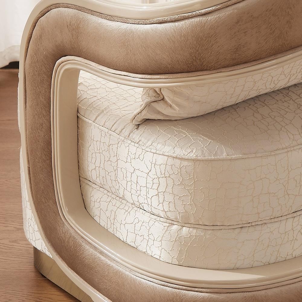 

    
HD-9004-SET3 Cream Fabric Golden Accent Tufted Sofa Set 3Pc Traditional Homey Design HD-9004
