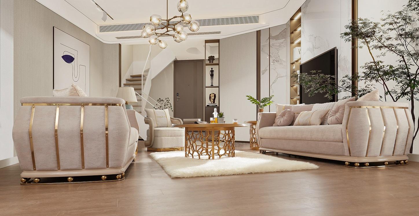 

        
Homey Design Furniture HD-9003 Loveseat Cream/Gold PU 78952213546895

