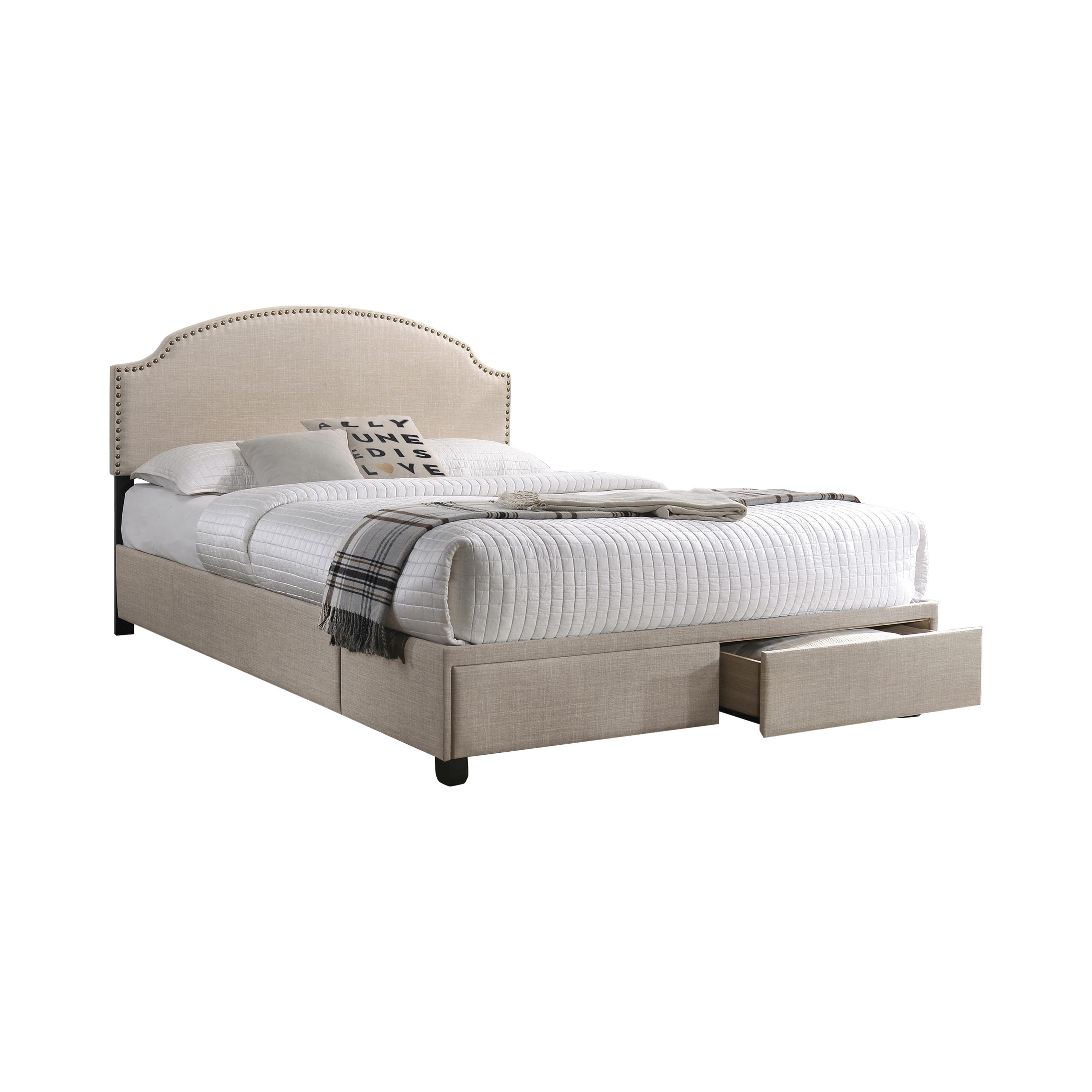 Modern Bed 305896Q Newdale 305896Q in Beige Fabric