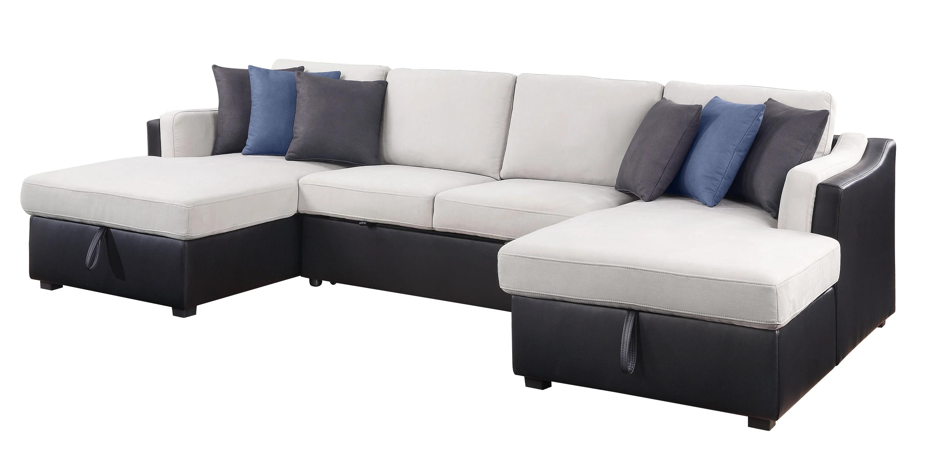 Modern, Transitional Sectional Sofa Merill 56015-3pcs in Black, Beige Fabric