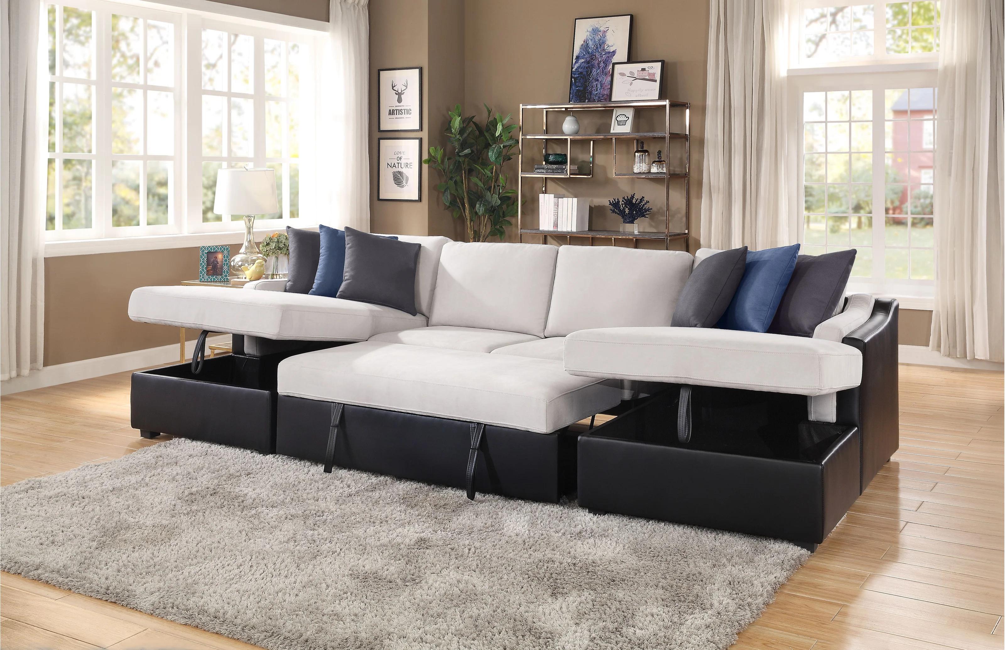 

    
56015-3pcs Modern Beige Fabric & Black PU Sectional Sofa by Acme Merill 56015-3pcs
