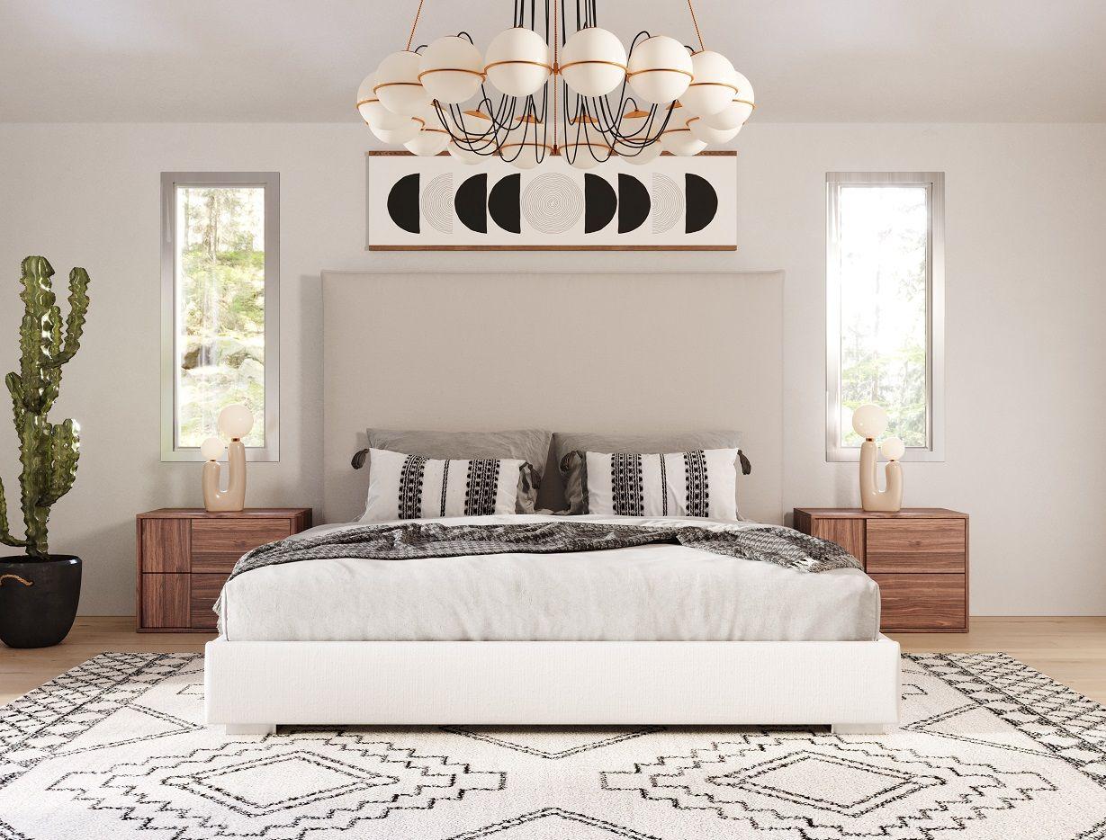 Contemporary, Modern Bedroom Set Sogno VGAC-SOGNO-BED-HH-K-3pcs in White, Beige Fabric