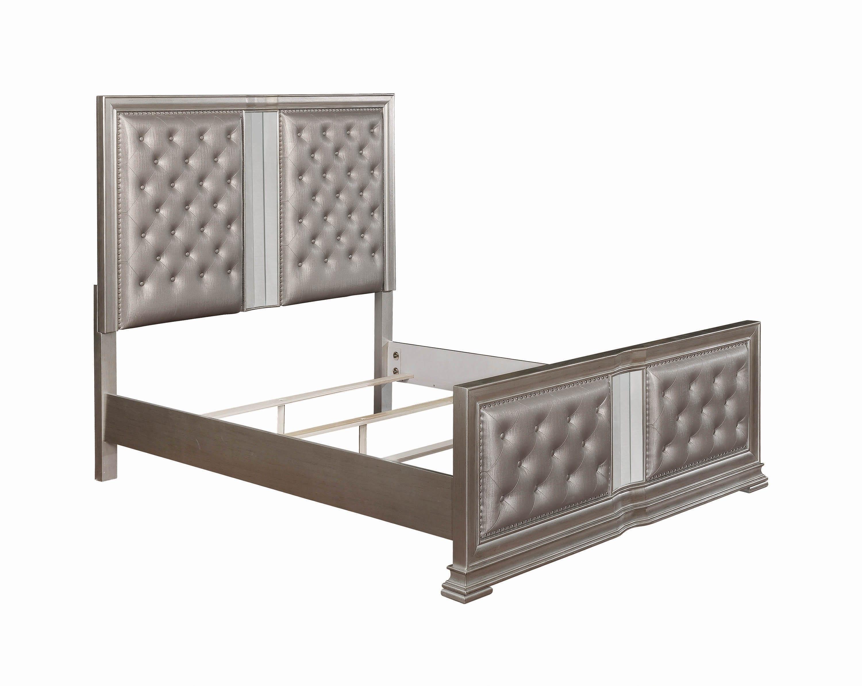 Modern Platform Bed Essence 315701F 315701F in Beige Leatherette