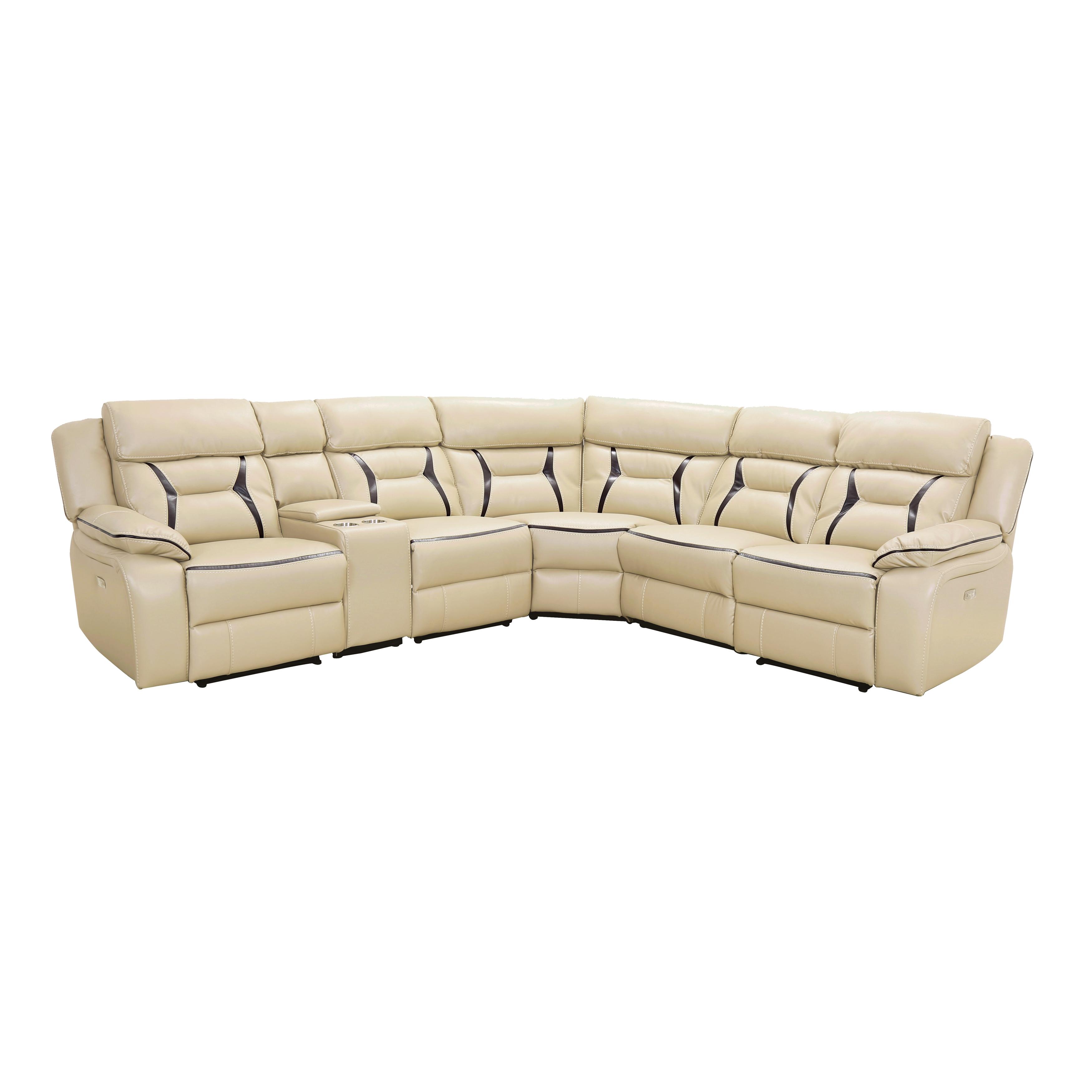 Modern Power Reclining Sectional 8229*6PW Amite 8229*6PW in Beige Faux Leather