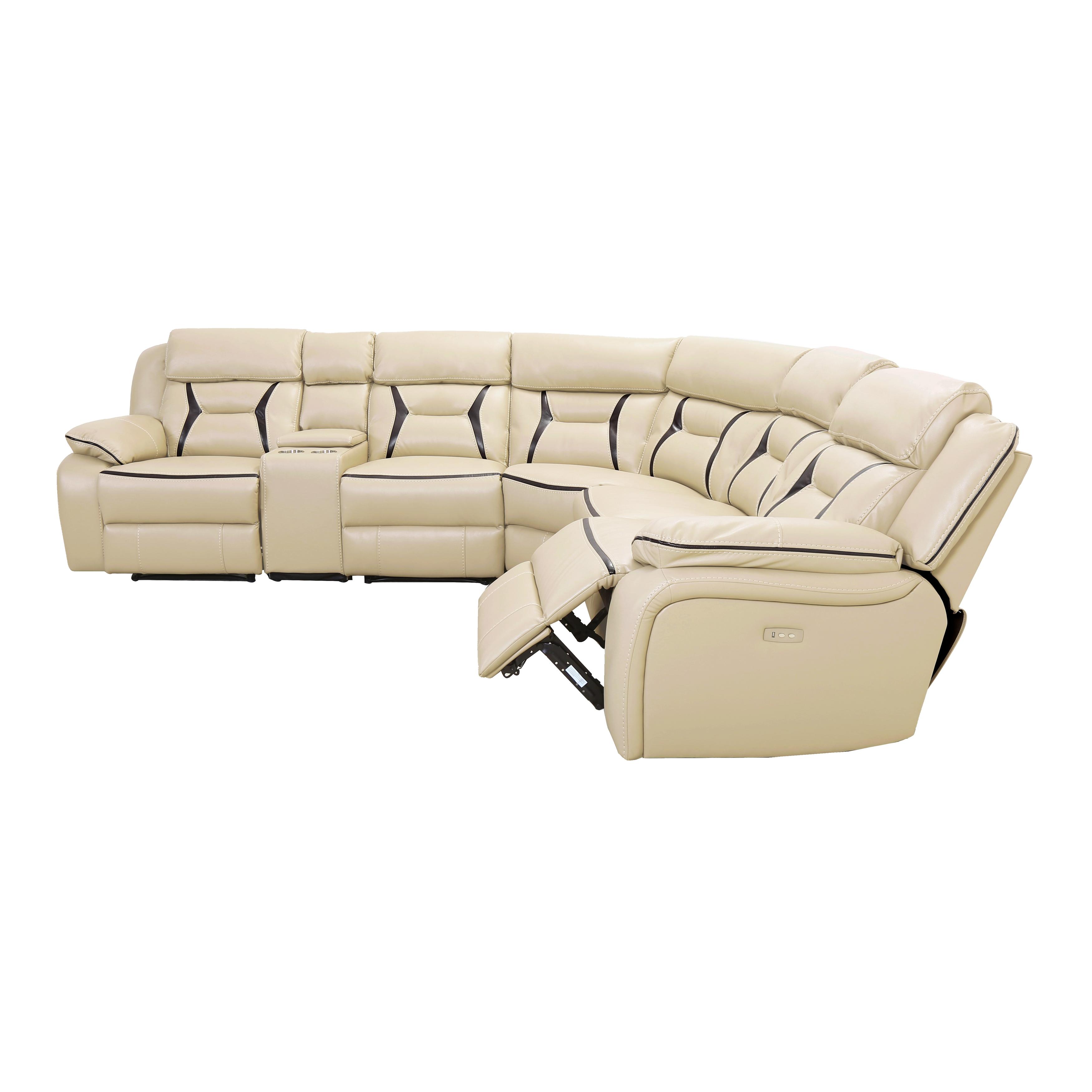 

                    
Buy Modern Beige Faux Leather 6-Piece Power Reclining Sectional Homelegance 8229*6PW Amite

