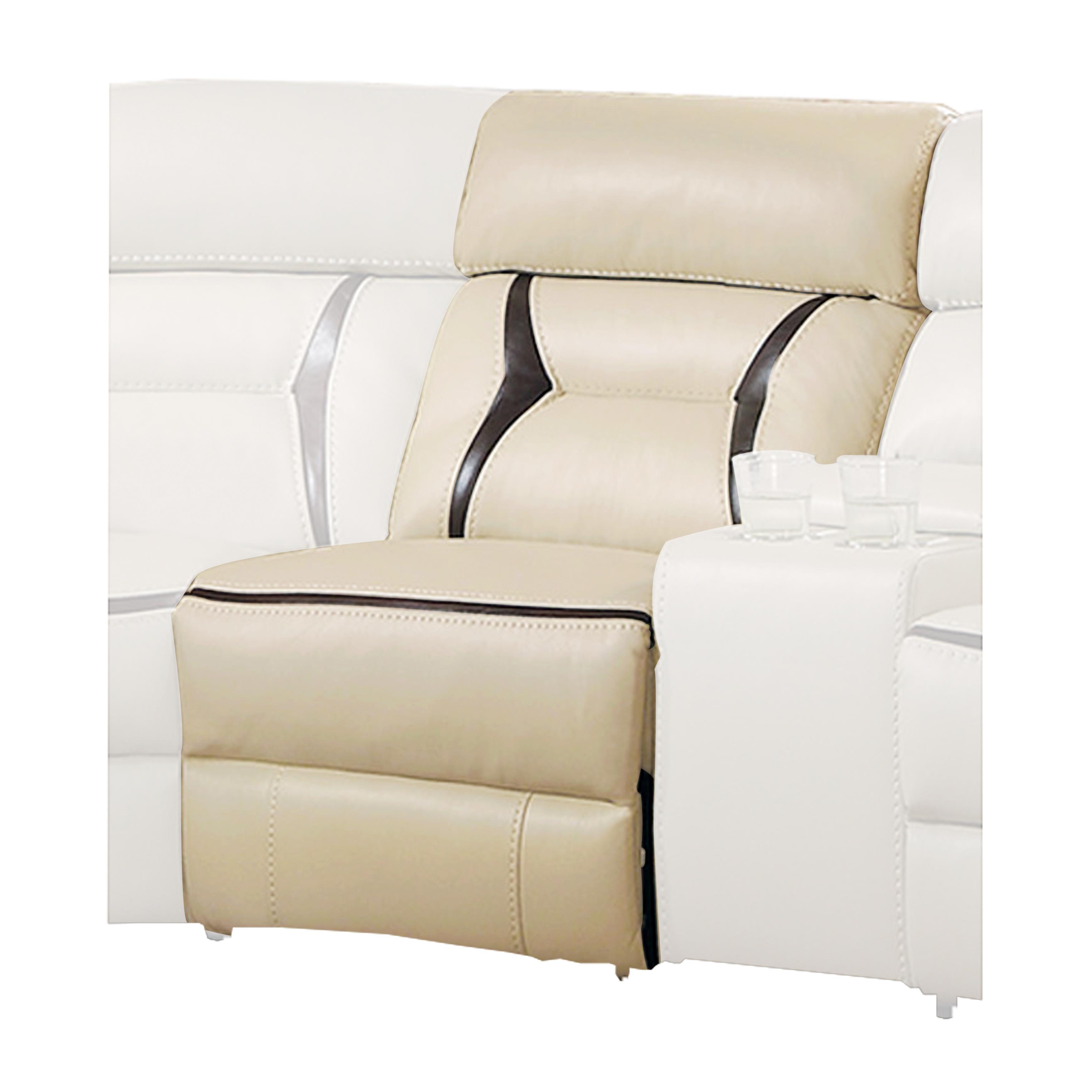 

    
Modern Beige Faux Leather Power Armless Reclining Chair Homelegance 8229-ARPW Amite
