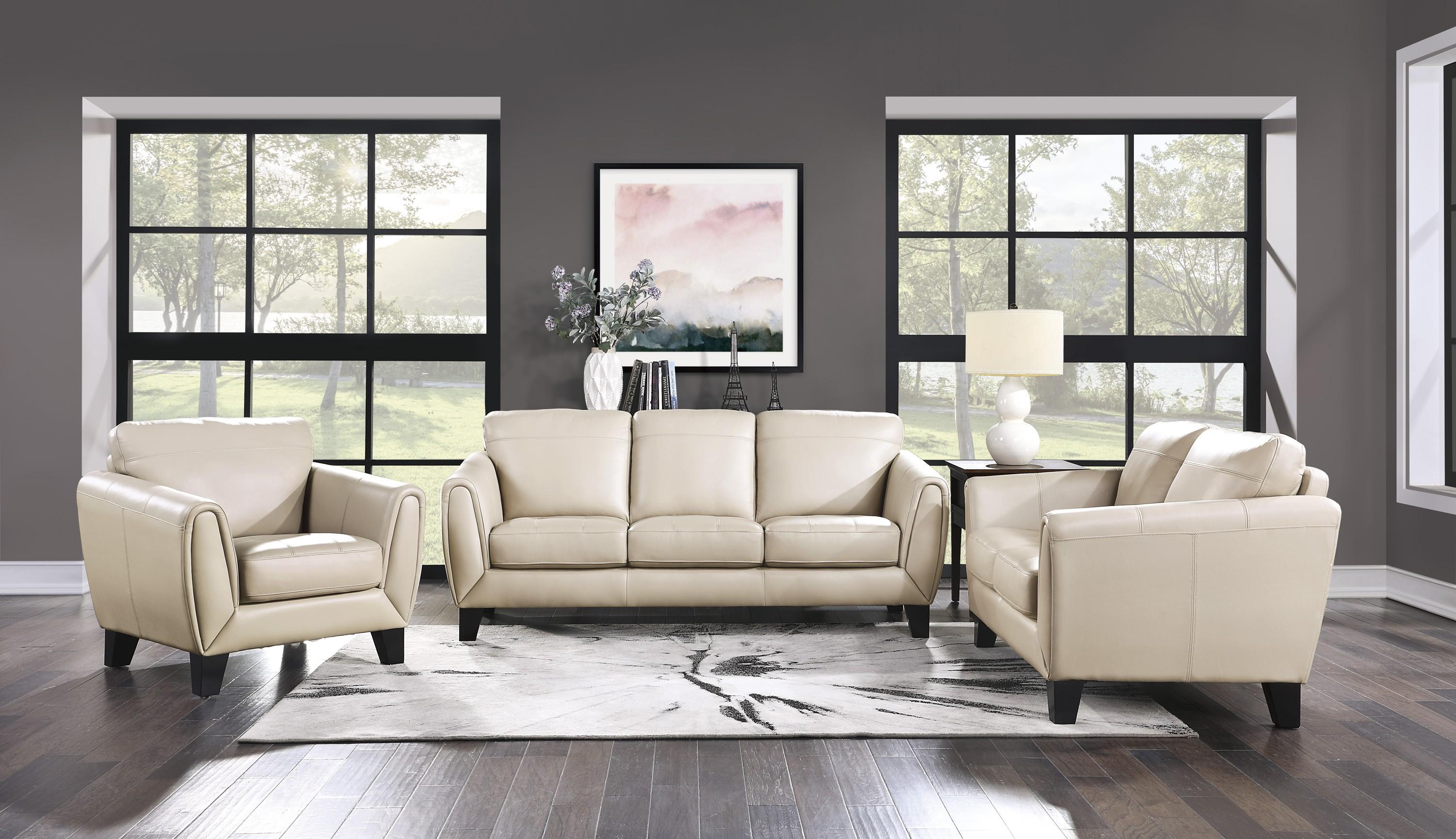 

    
Modern Beige Leather Living Room Set 3pcs Homelegance 9460BE Spivey
