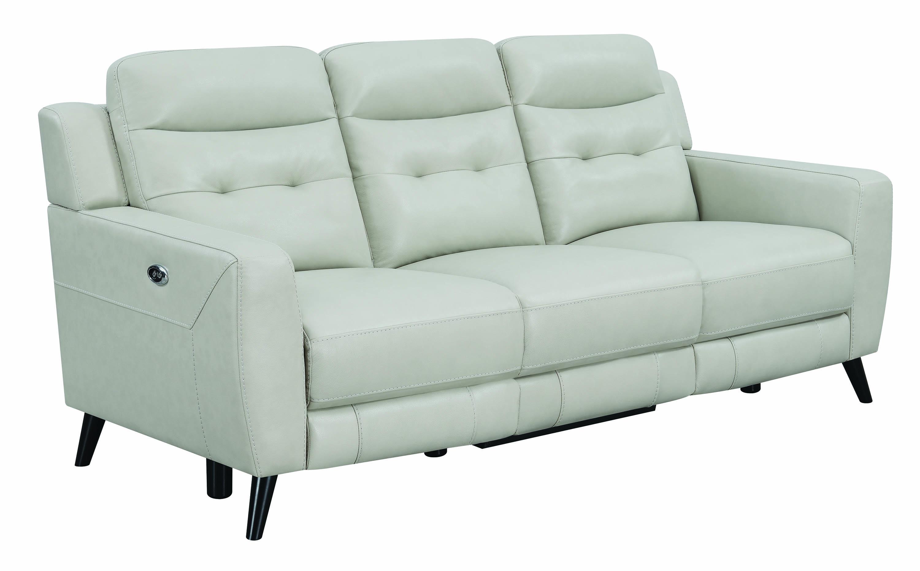Modern Power sofa Lantana 603381P in Beige Leather