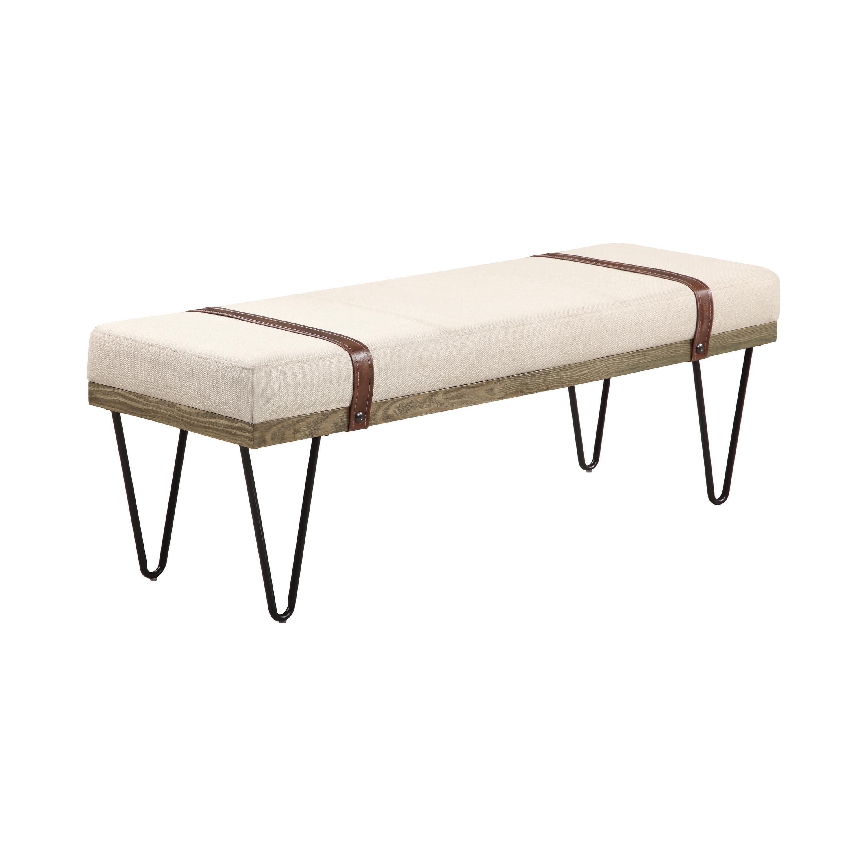 

    
Modern Beige Linen-like Fabric Bench Coaster 910258
