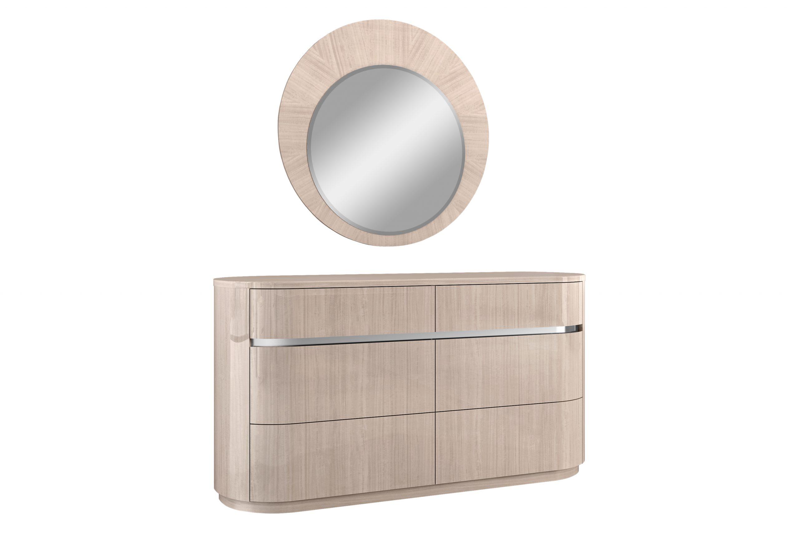 

    
Modern Beige Solid Wood Dresser w/Mirror WhiteLine DR1753-BEI Waves
